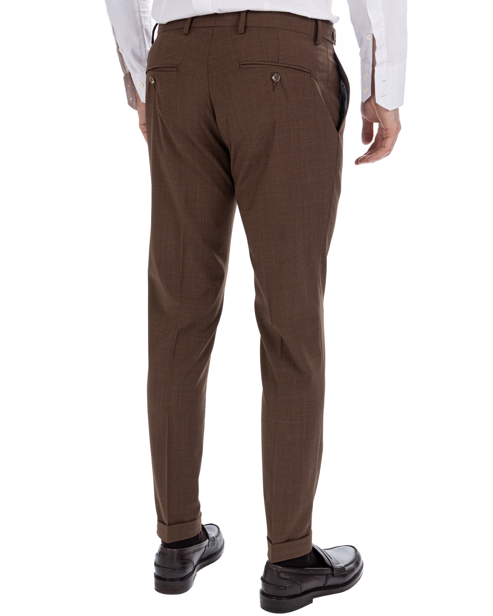 Victor - pantalon en laine mélangée marron foncé