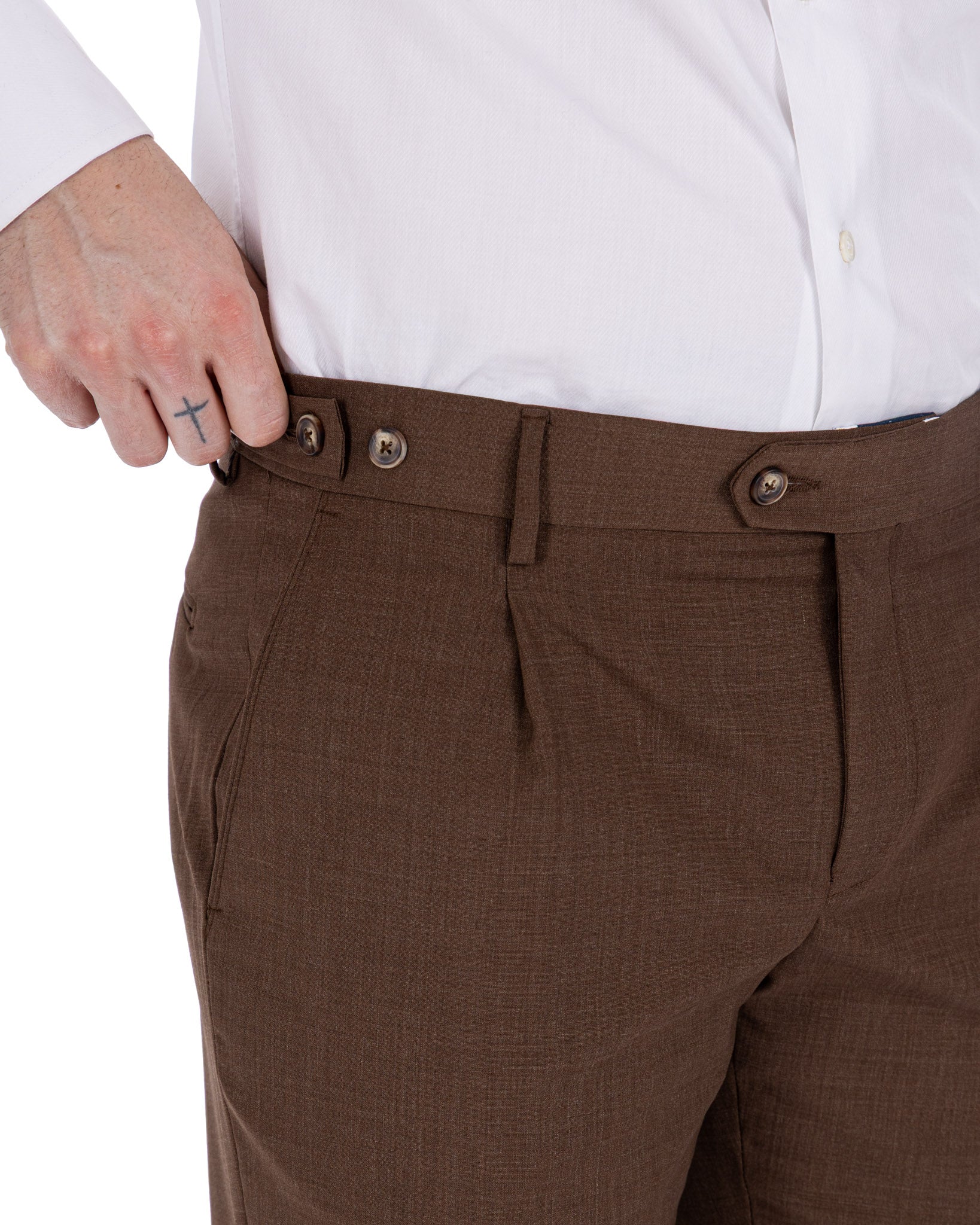 Victor - pantalon en laine mélangée marron foncé