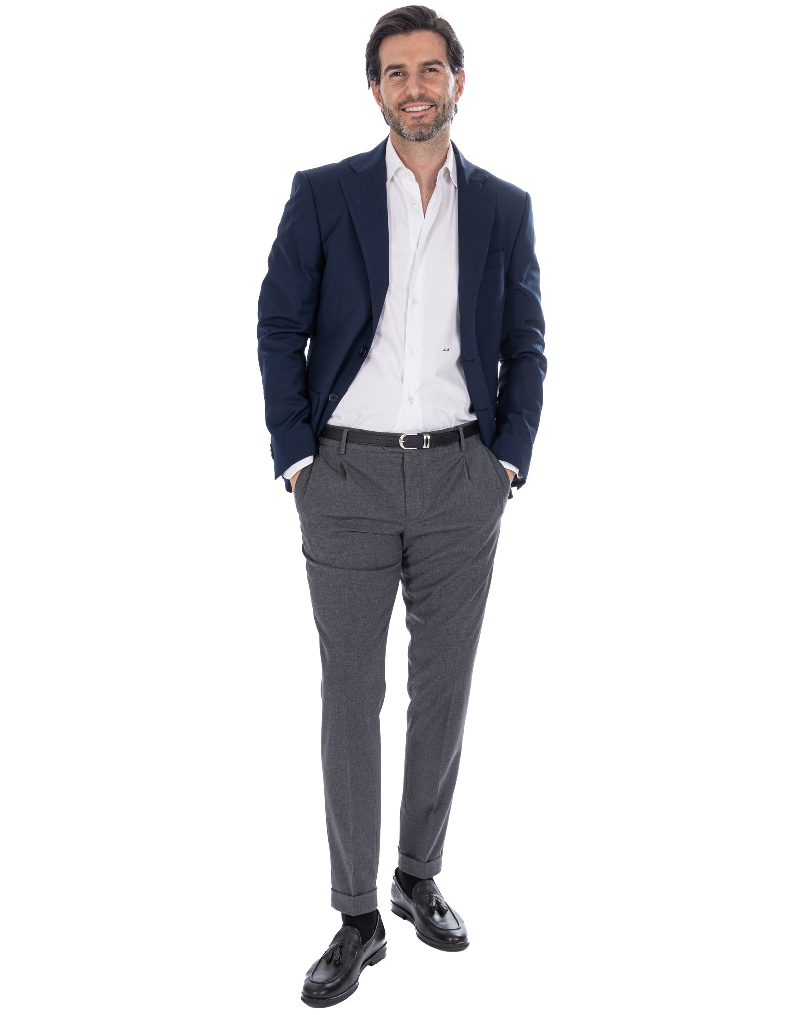Landon - veste en laine mélangée bleue