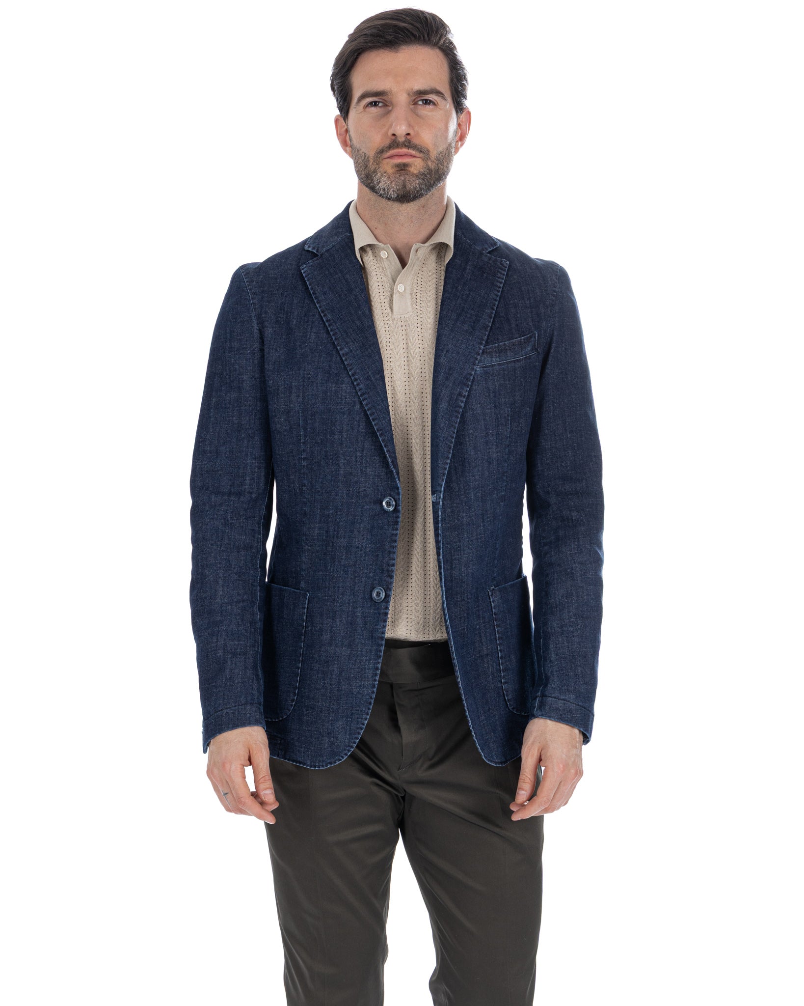 Spello - Single Breasted Dark Denim Jacket