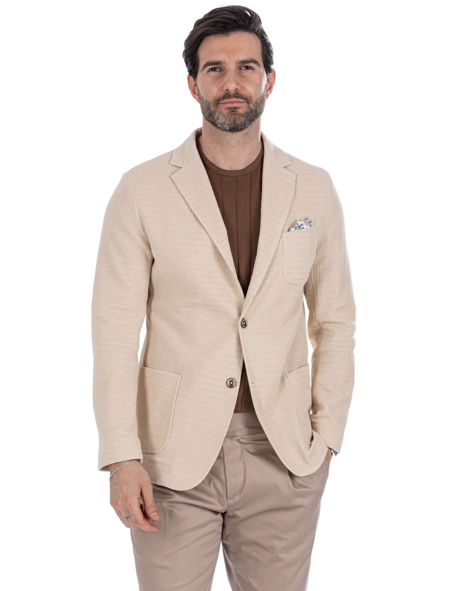 Hilo - Veste en tricot à boutonnage simple couleur crème