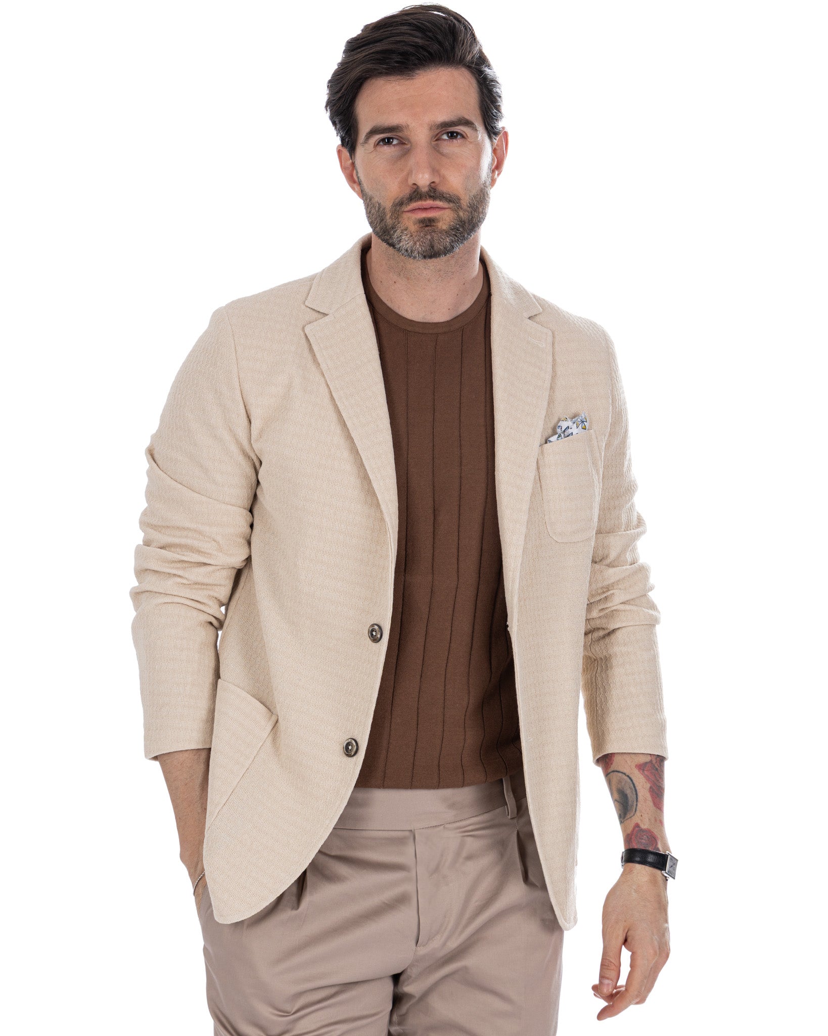 Hilo - Veste en tricot à boutonnage simple couleur crème