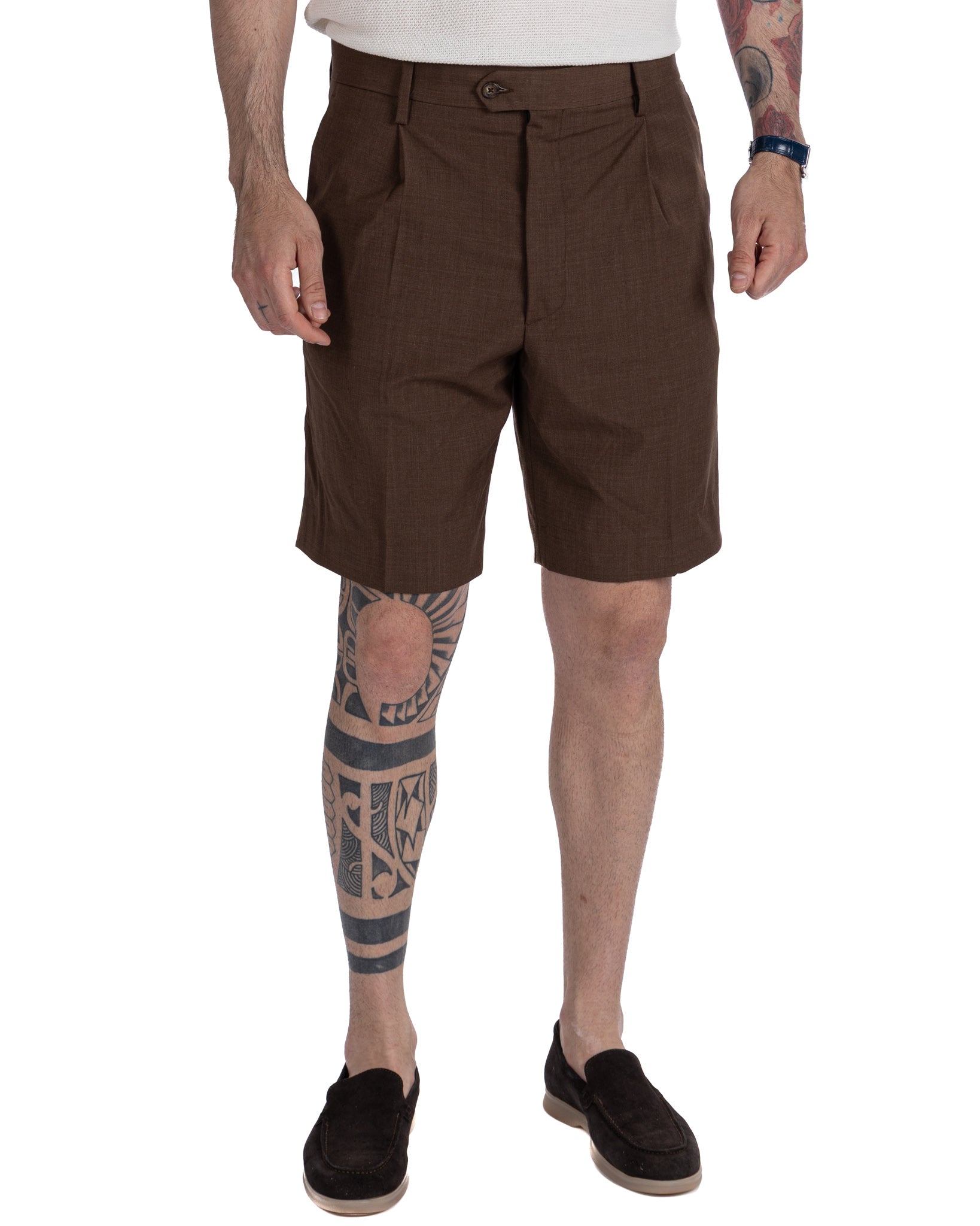 Colton - bermuda vita alta con pinces testa di moro