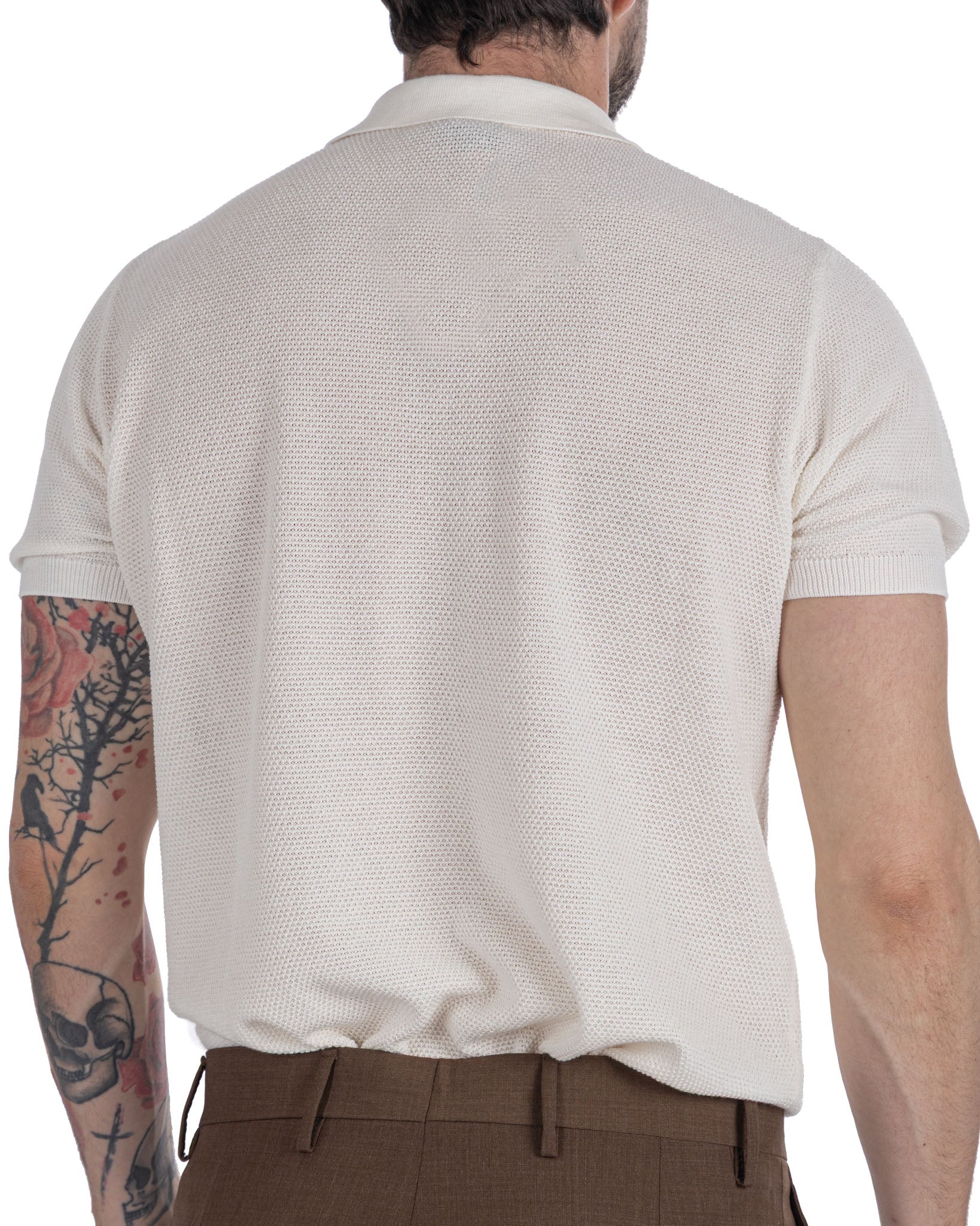 Rod - polo en maille nid d'abeille crème