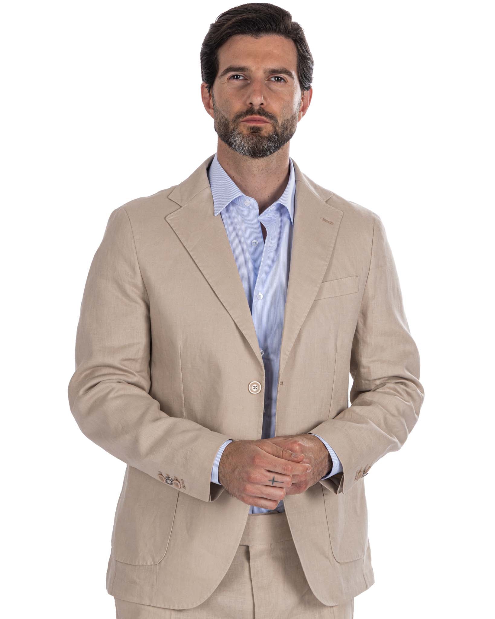 Narni - veste droite en ficelle de lin pur