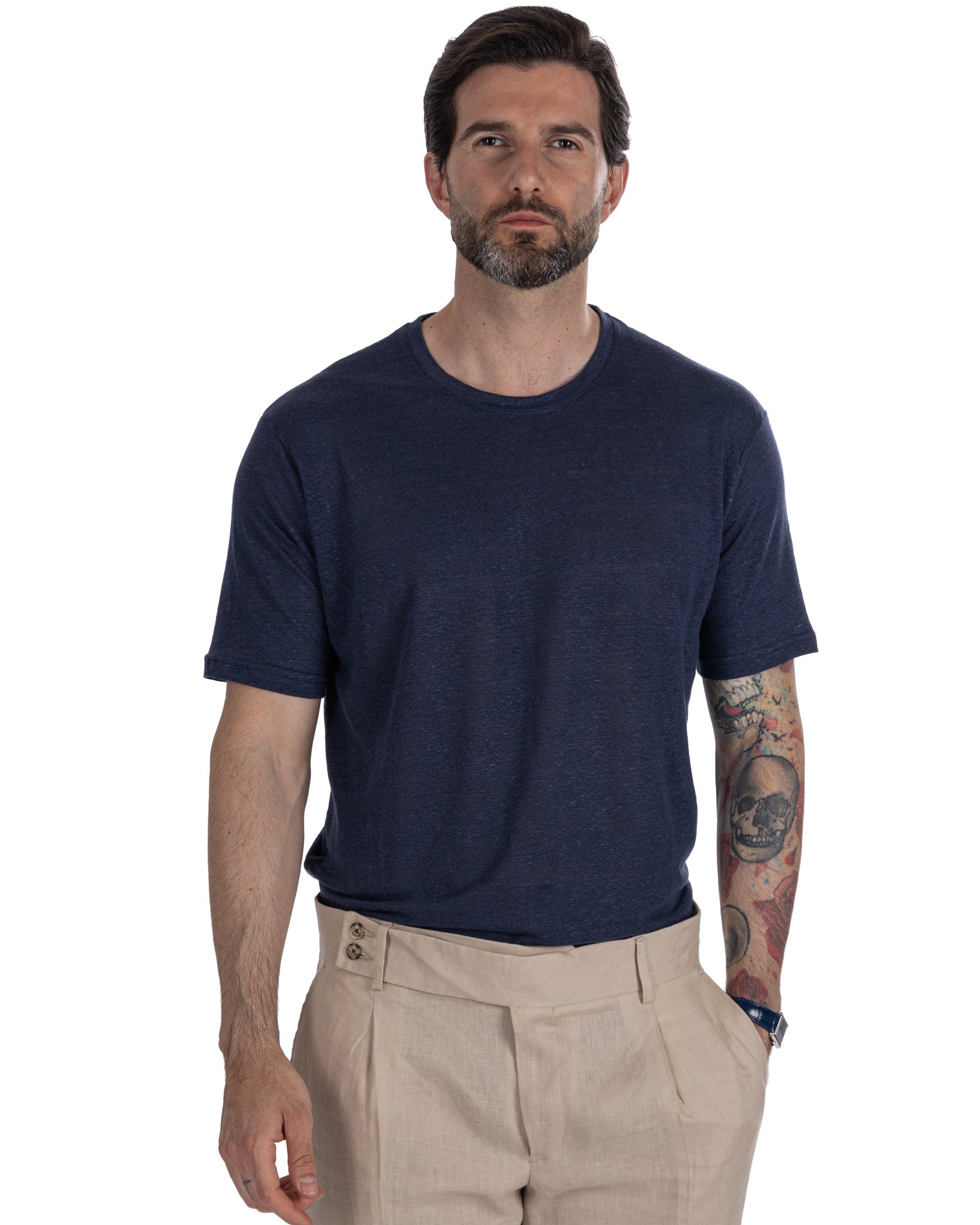 Felix - t-shirt in lino blu