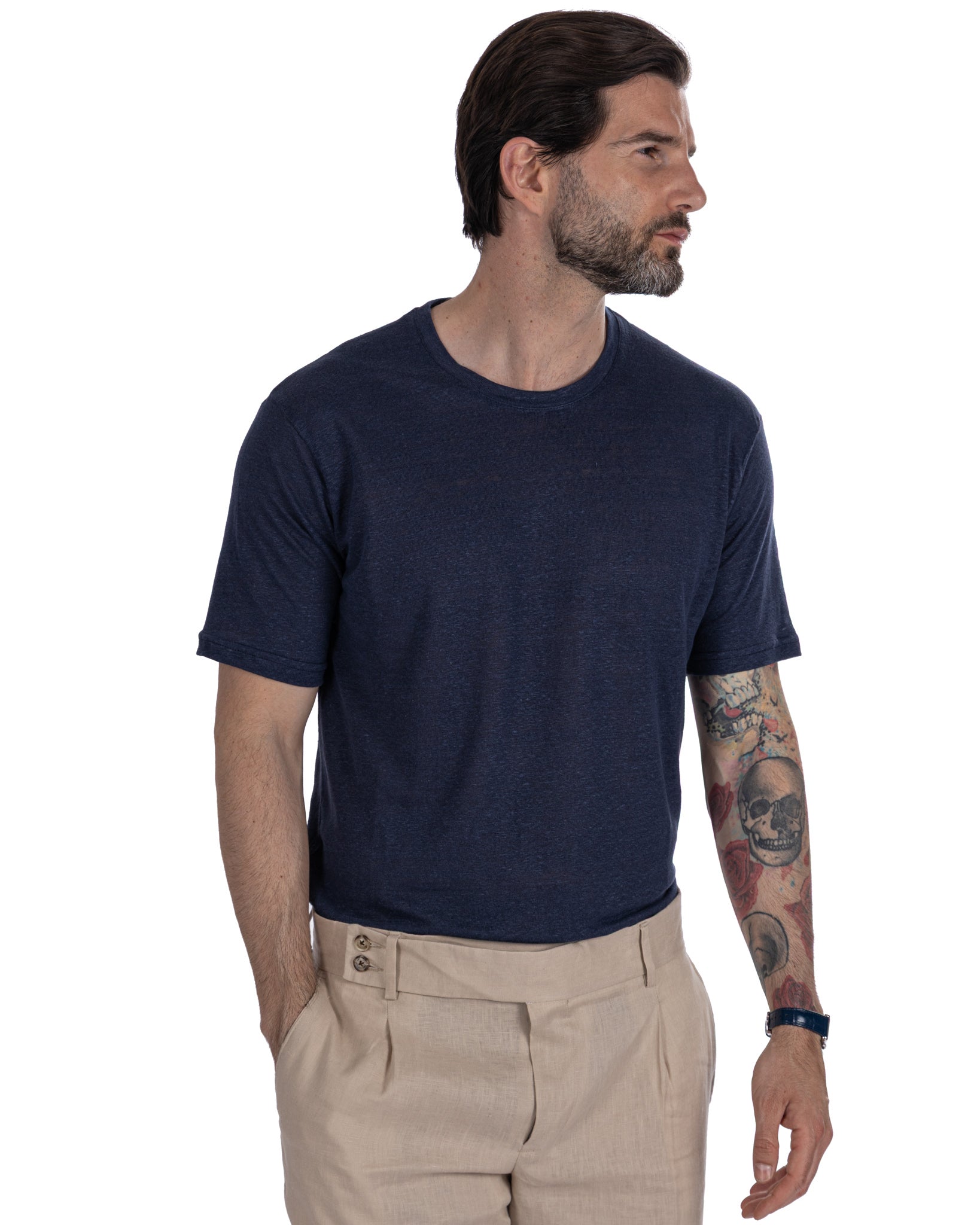 Felix - t-shirt in lino blu