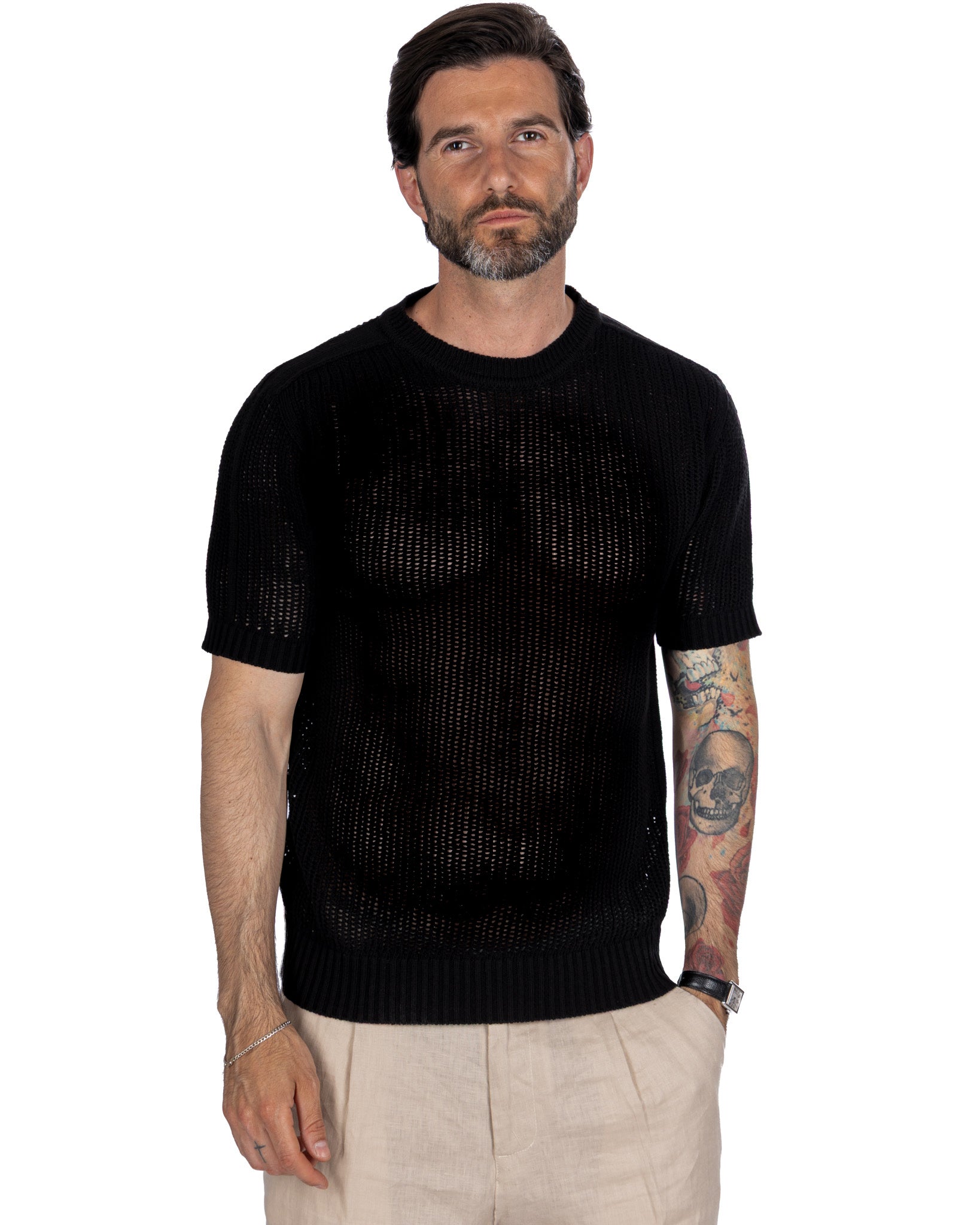 Grigor - t-shirt oversize perforé noir