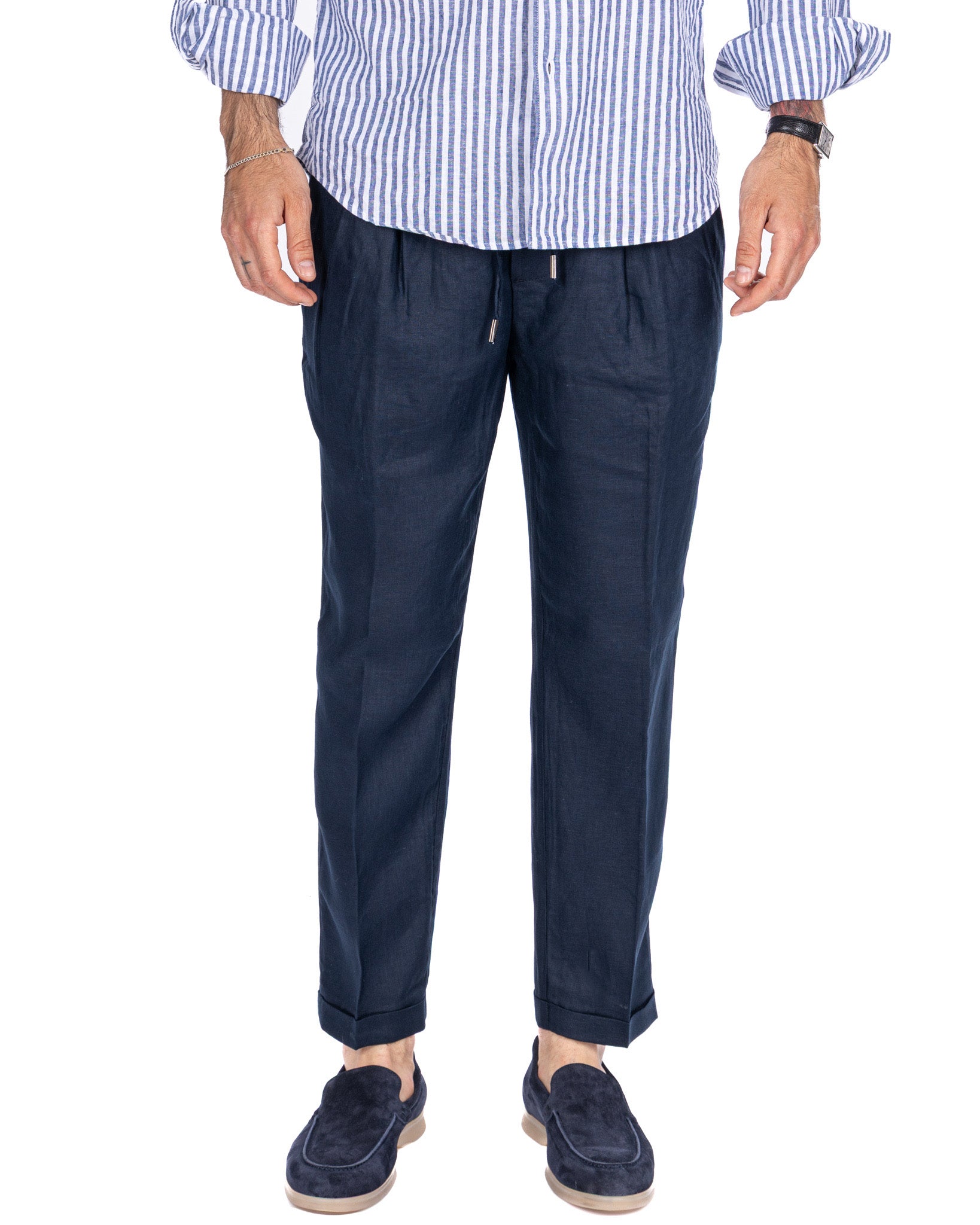 Cary - pantalon pur lin bleu