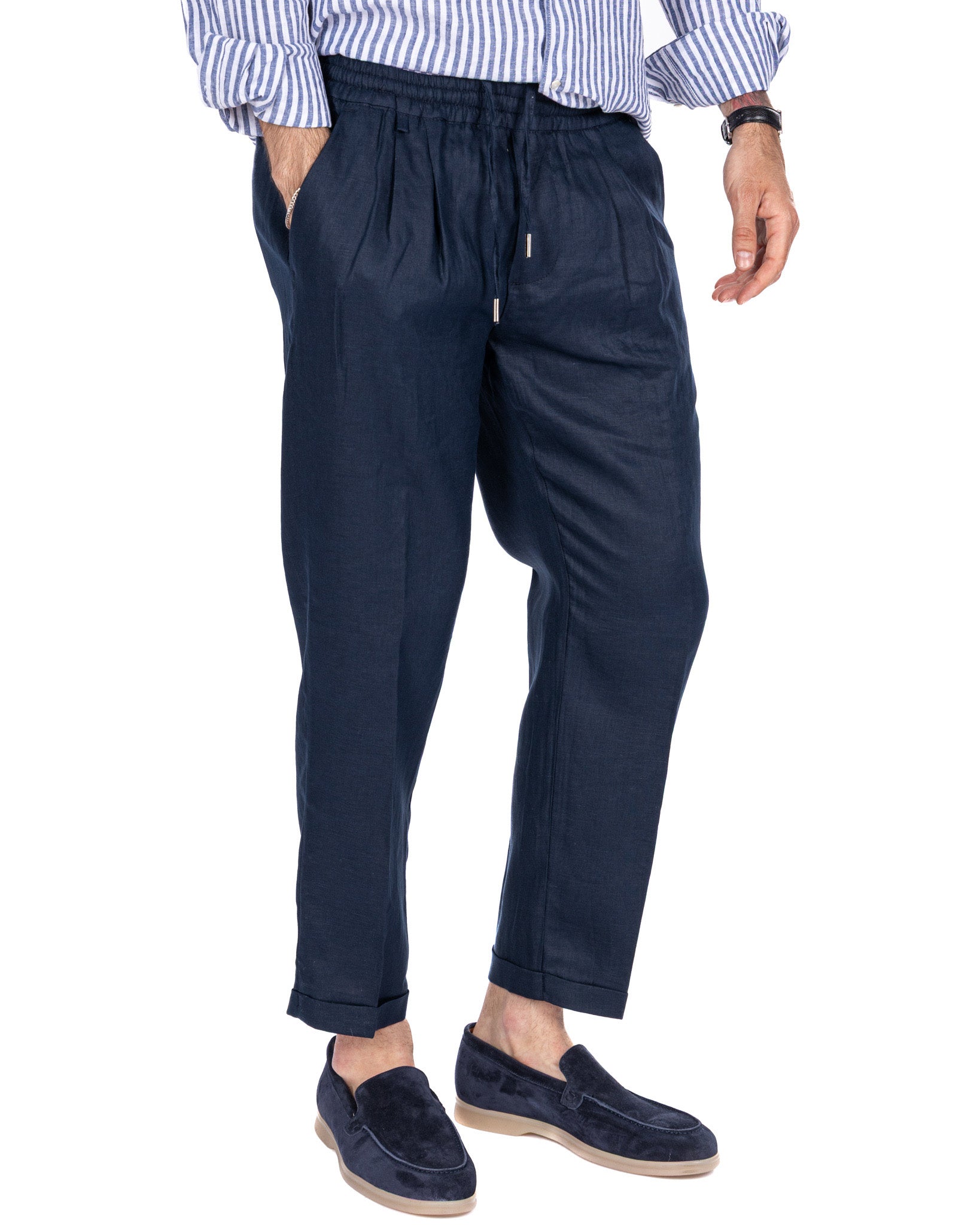 Cary - pantalon pur lin bleu