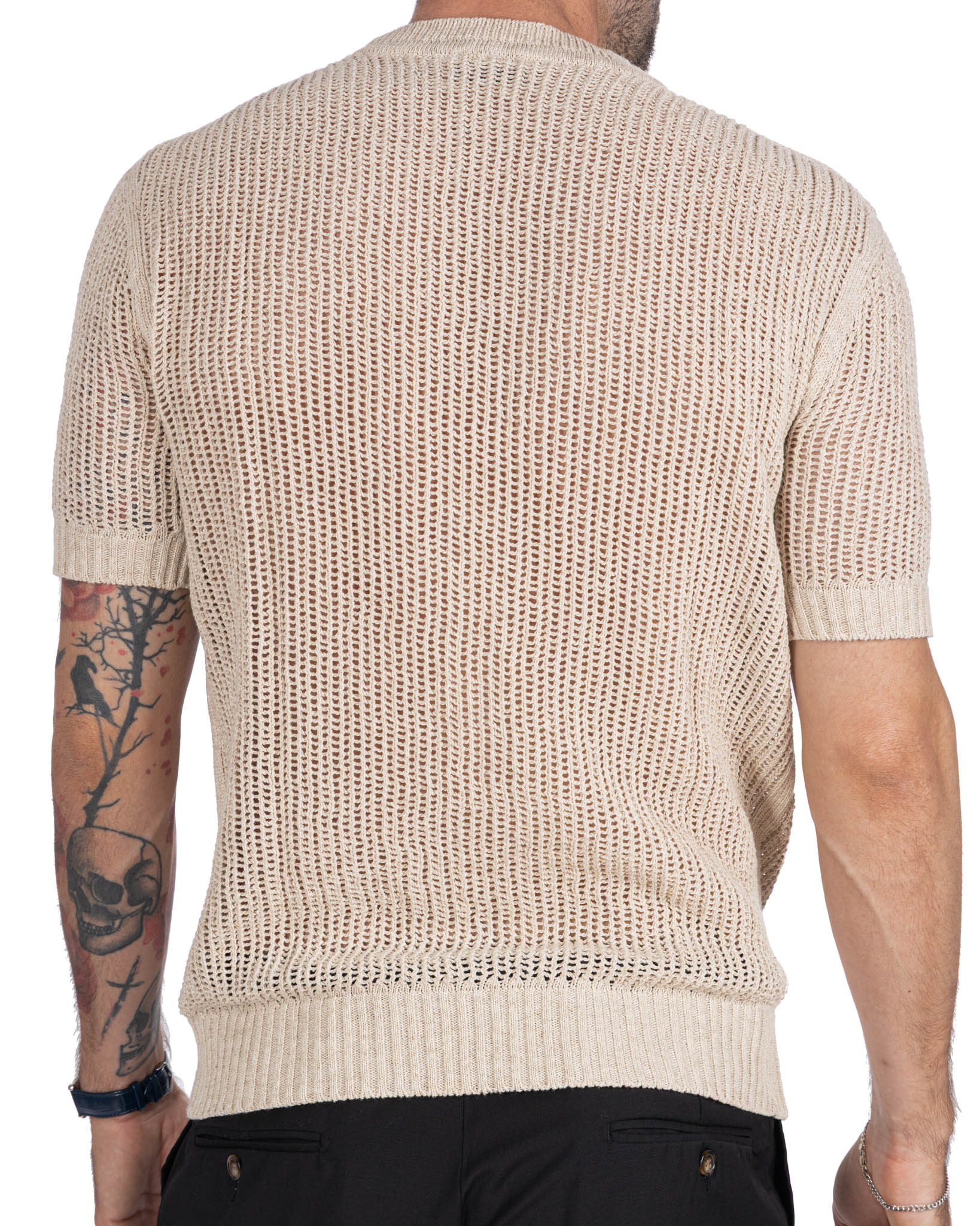 Grigor - beige perforated oversized t-shirt