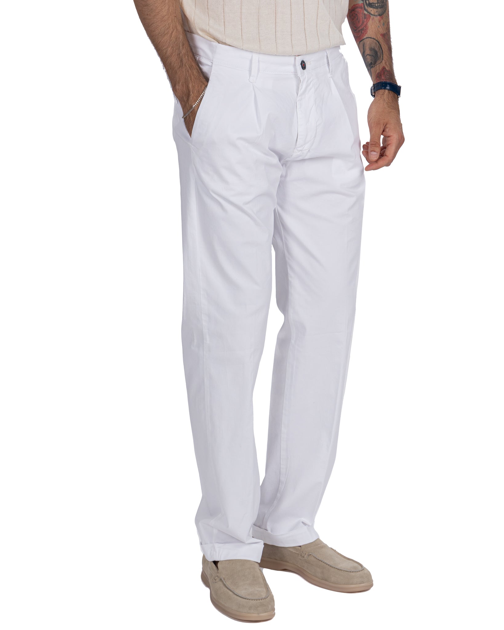 Seath - white wide cotton trousers