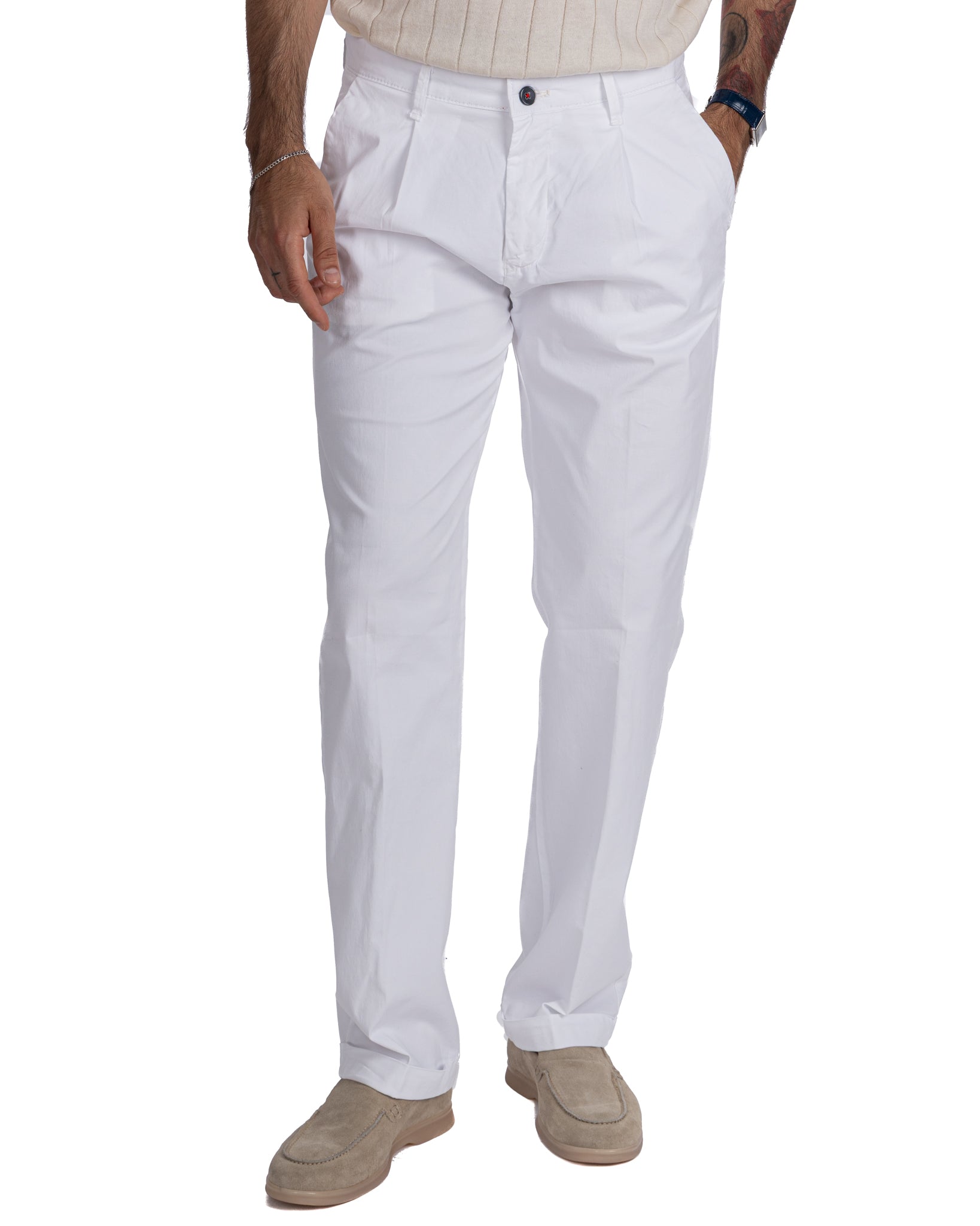 Seath - white wide cotton trousers