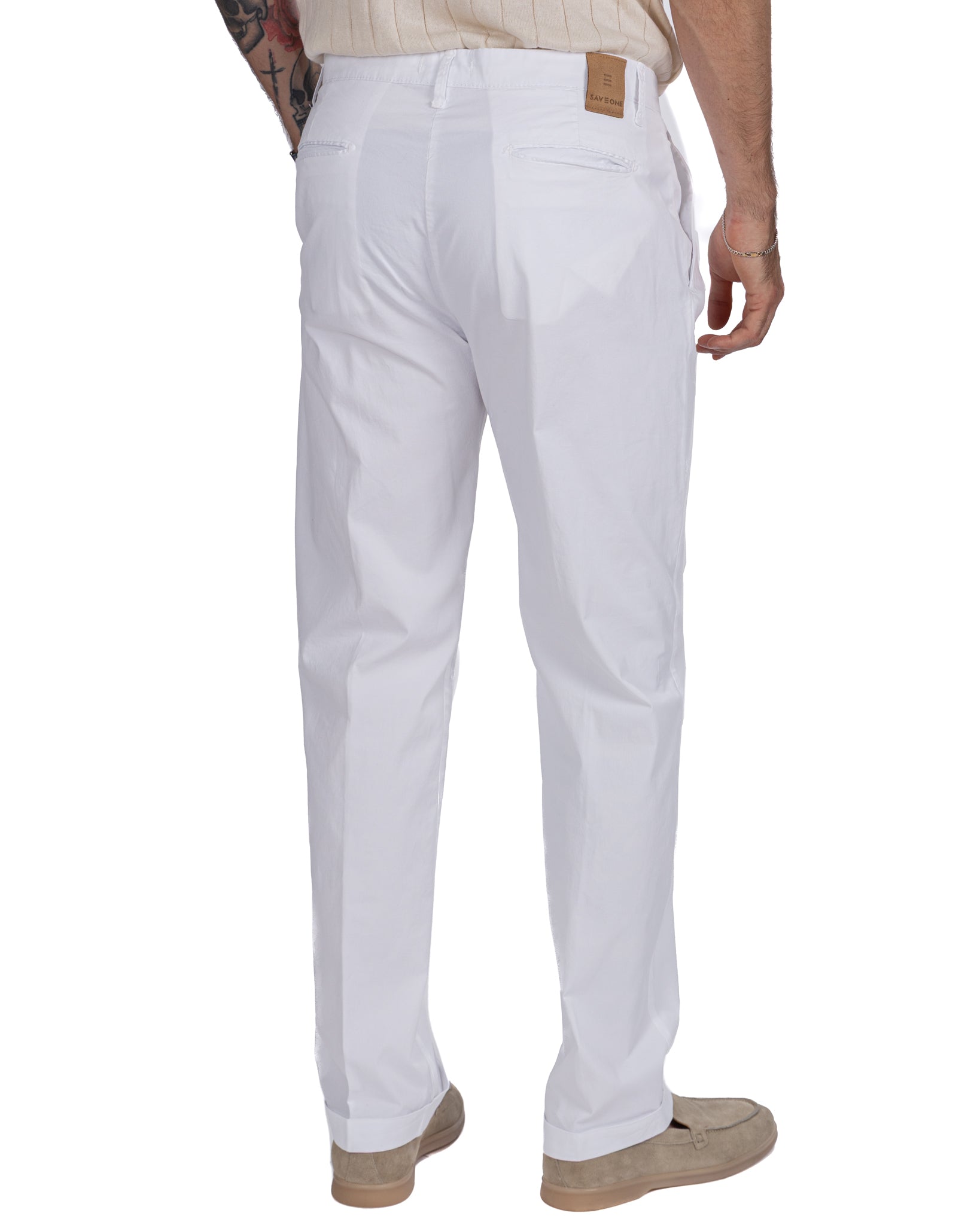 Seath - white wide cotton trousers