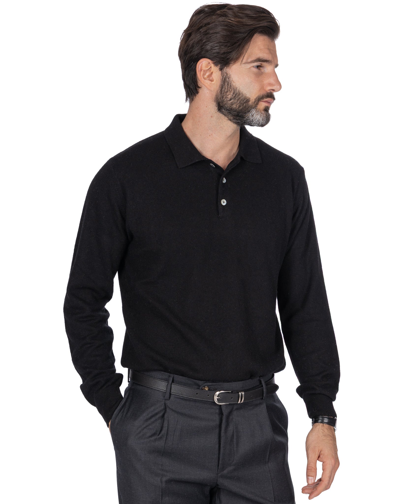 Polo Tiger in misto cachemire nera