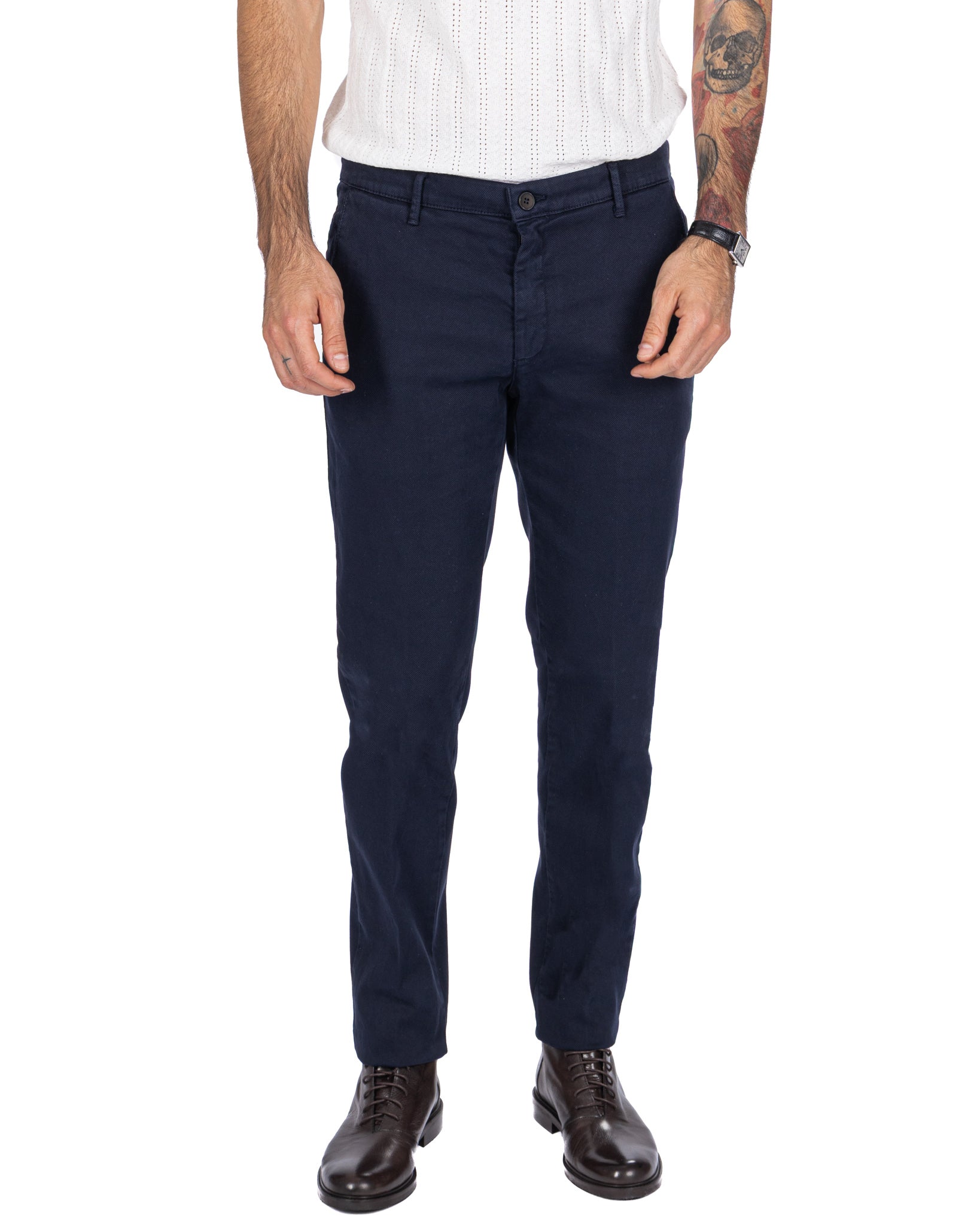 Pantalon Jack en coton texturé bleu