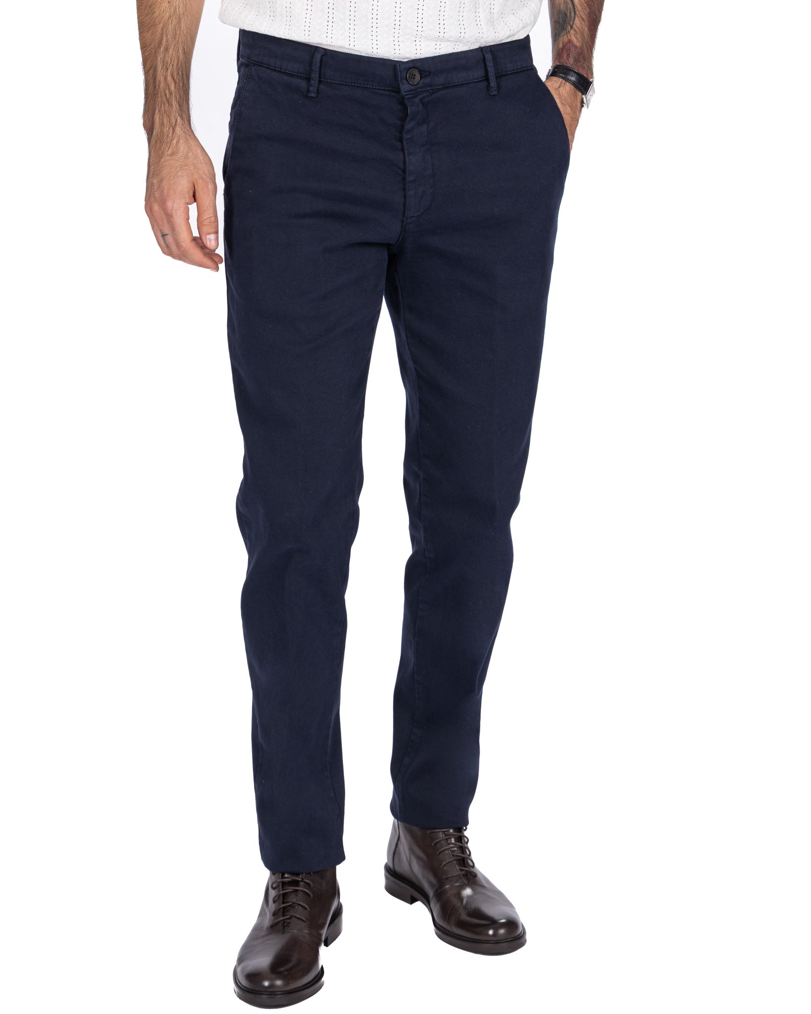 Pantalon Jack en coton texturé bleu