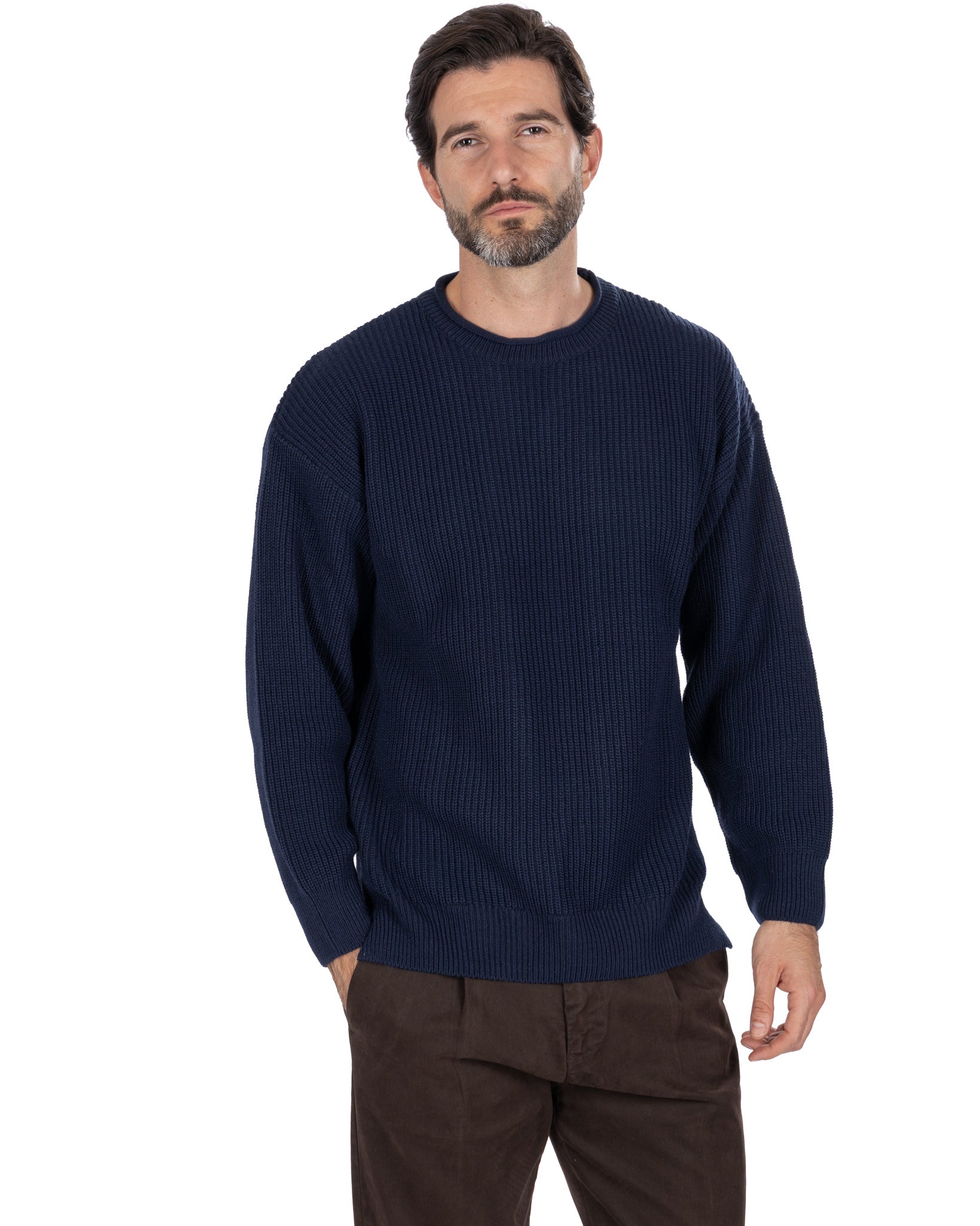 Sven blue ribbed crewneck