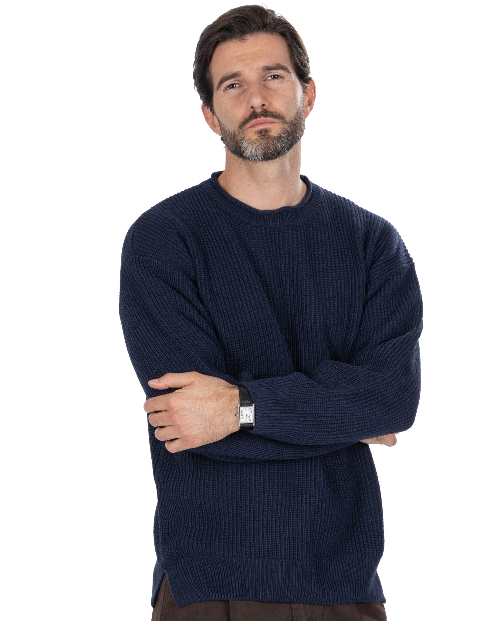 Sven blue ribbed crewneck