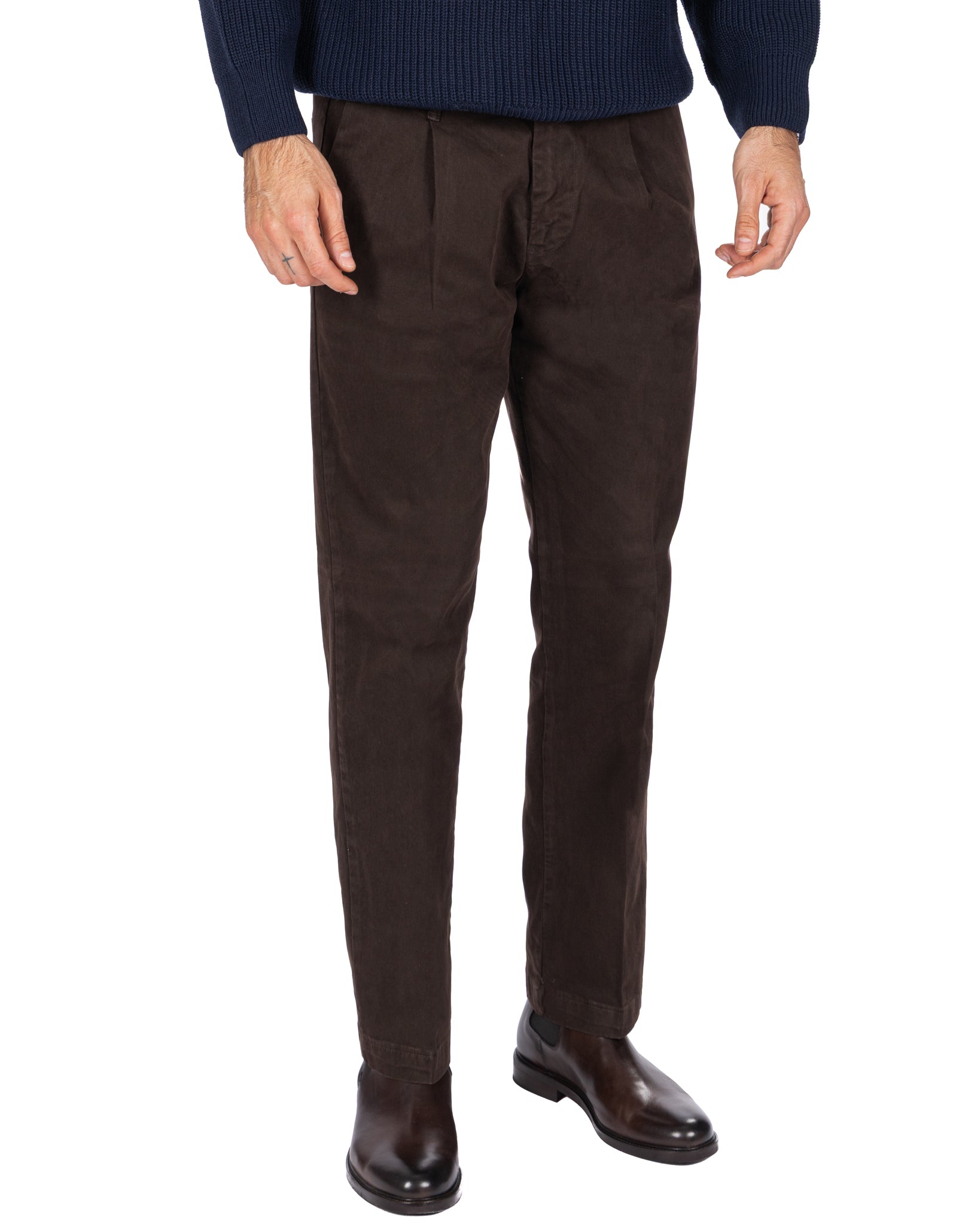 Pantalon Sean en coton marron foncé