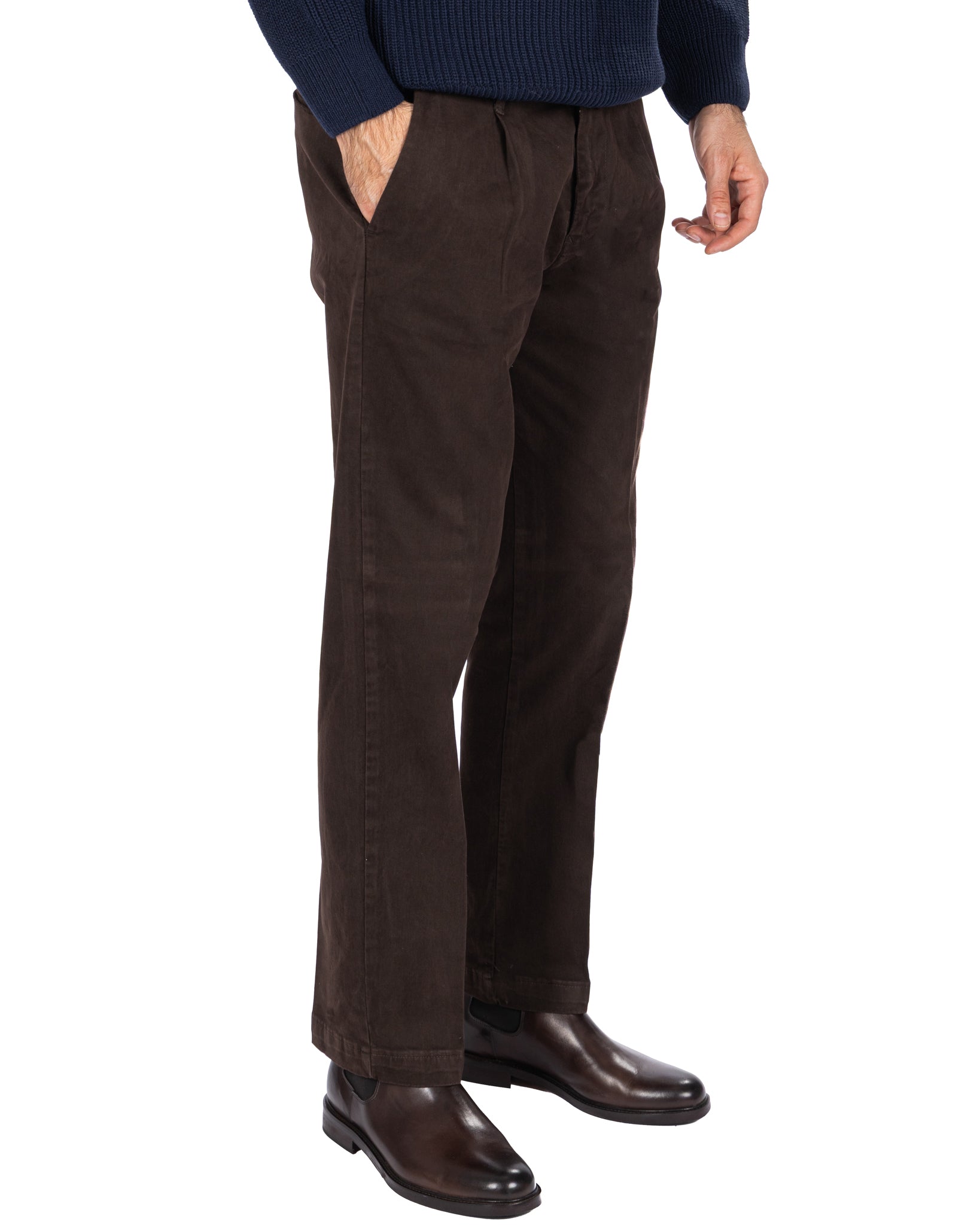 Pantalon Sean en coton marron foncé