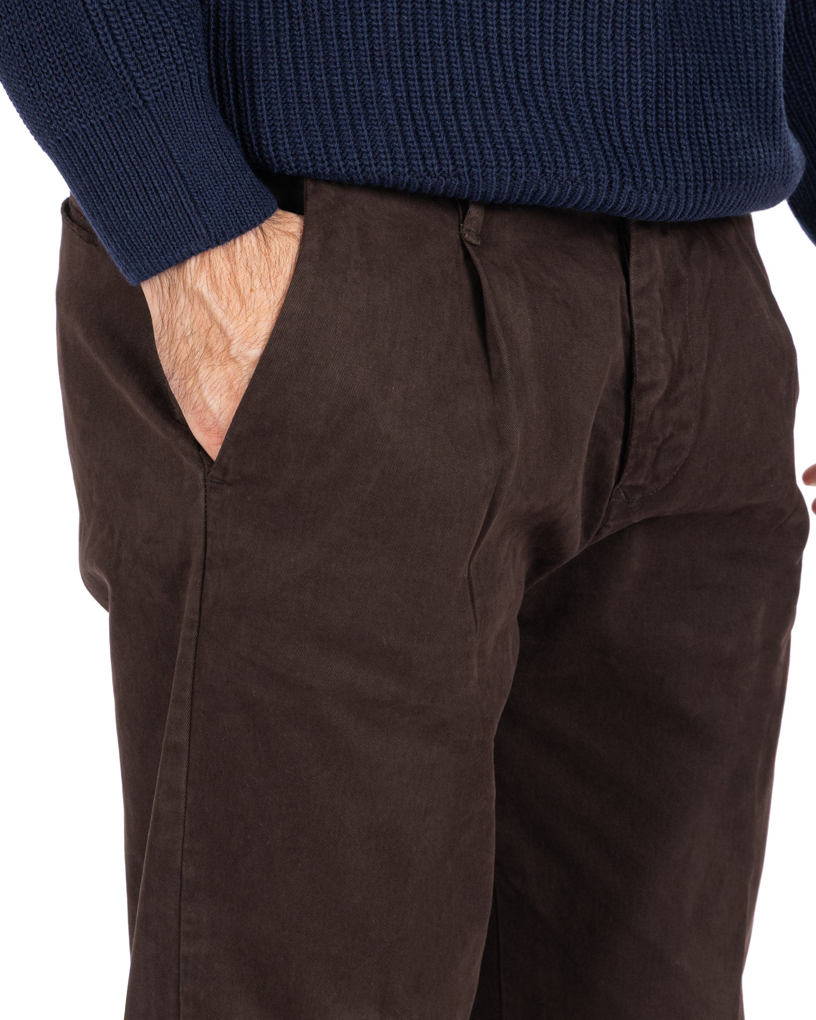 Pantalon Sean en coton marron foncé