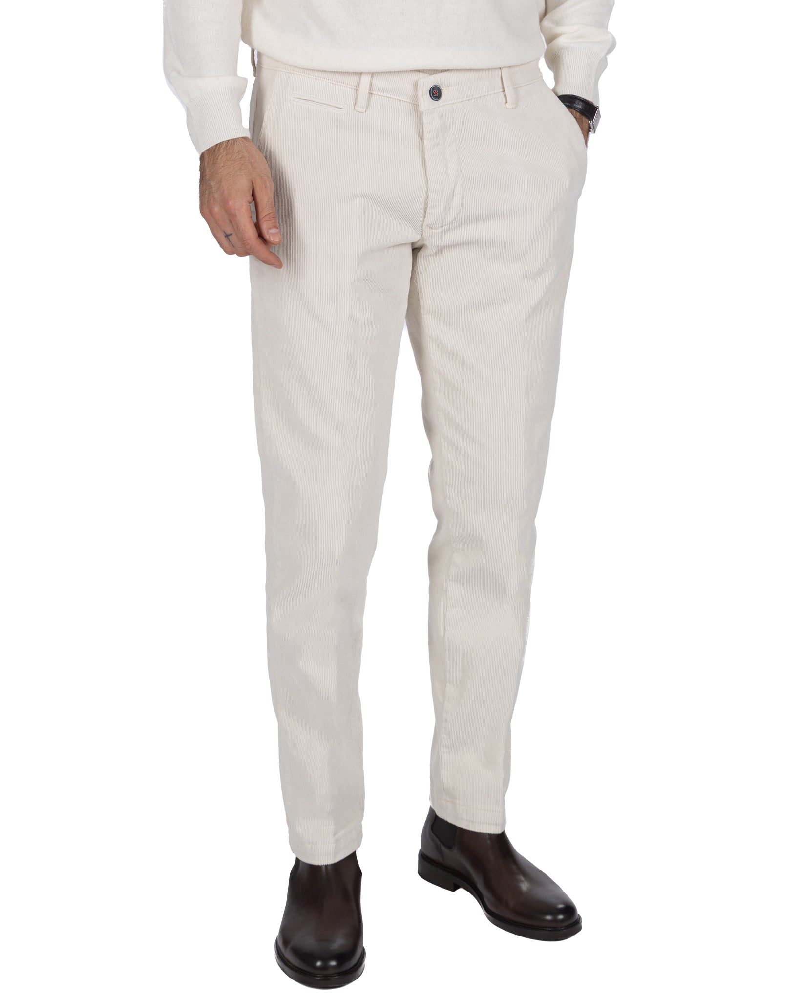 Harlan trousers in cream velvet