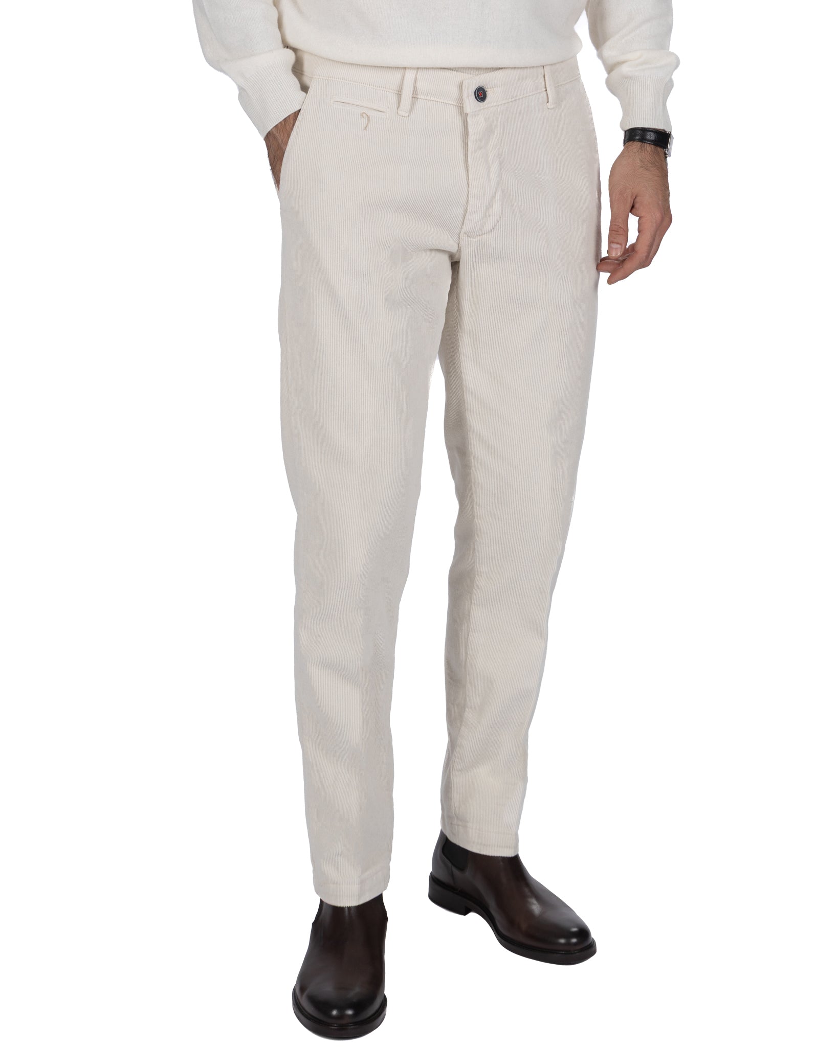 Harlan trousers in cream velvet
