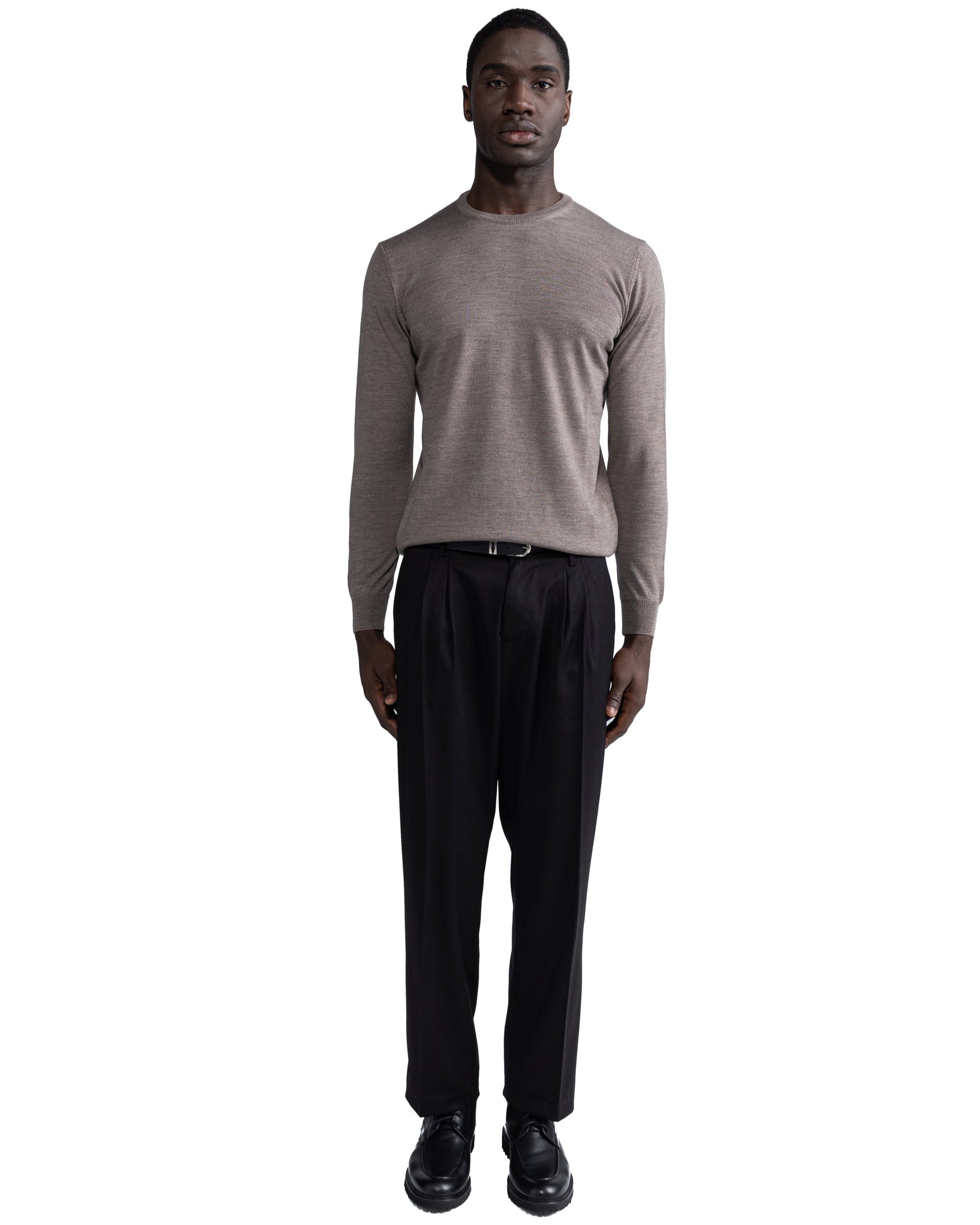 Furore crewneck in merino wool Tollegno sand