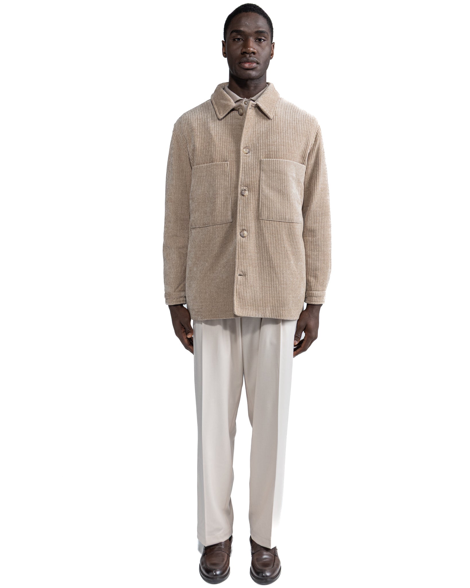 Jeremie Oversized Jacket in Beige Velvet