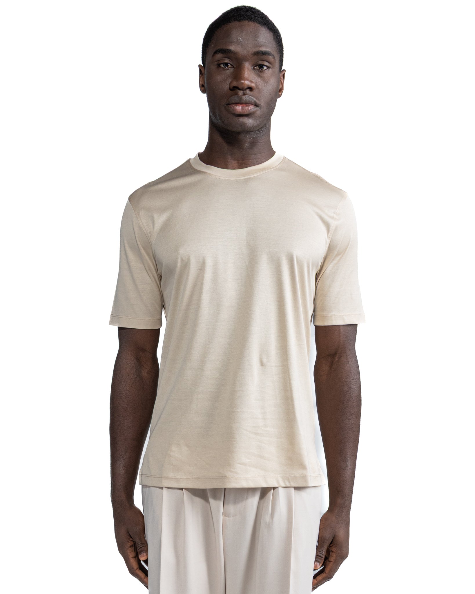 T-shirt Hoorn in filo di scozia beige