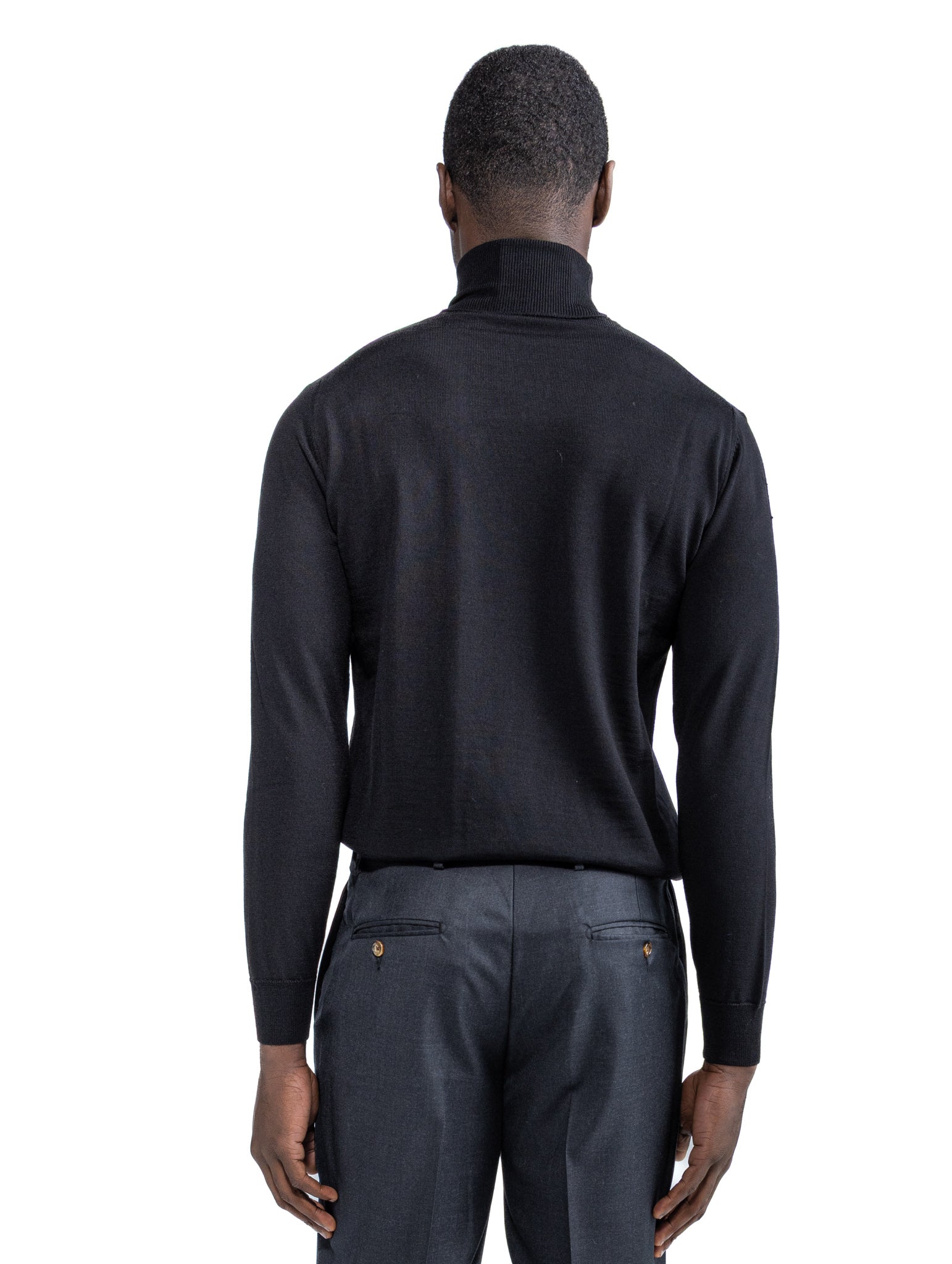 Vietri Turtleneck in Black Tollegno Wool