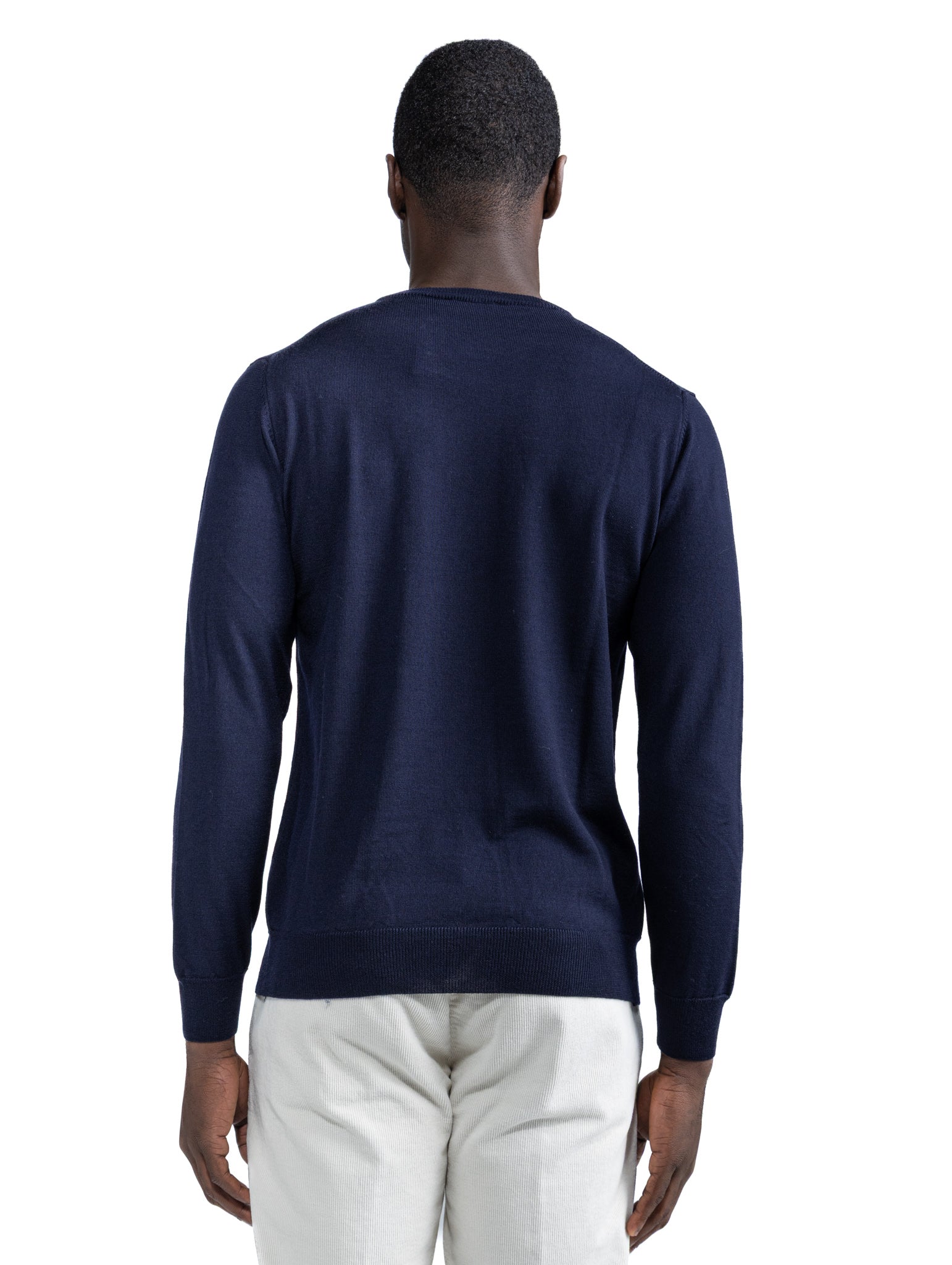 Furore crewneck in merino wool Tollegno blue