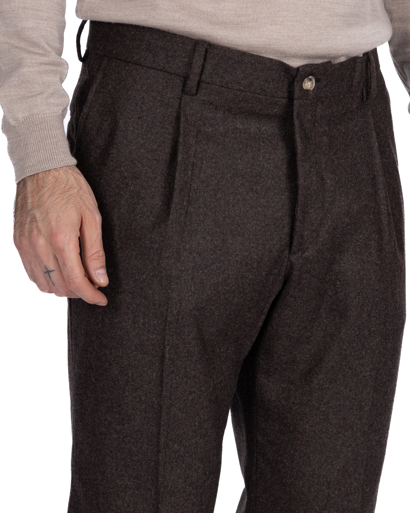 Nikon dark brown flannel trousers