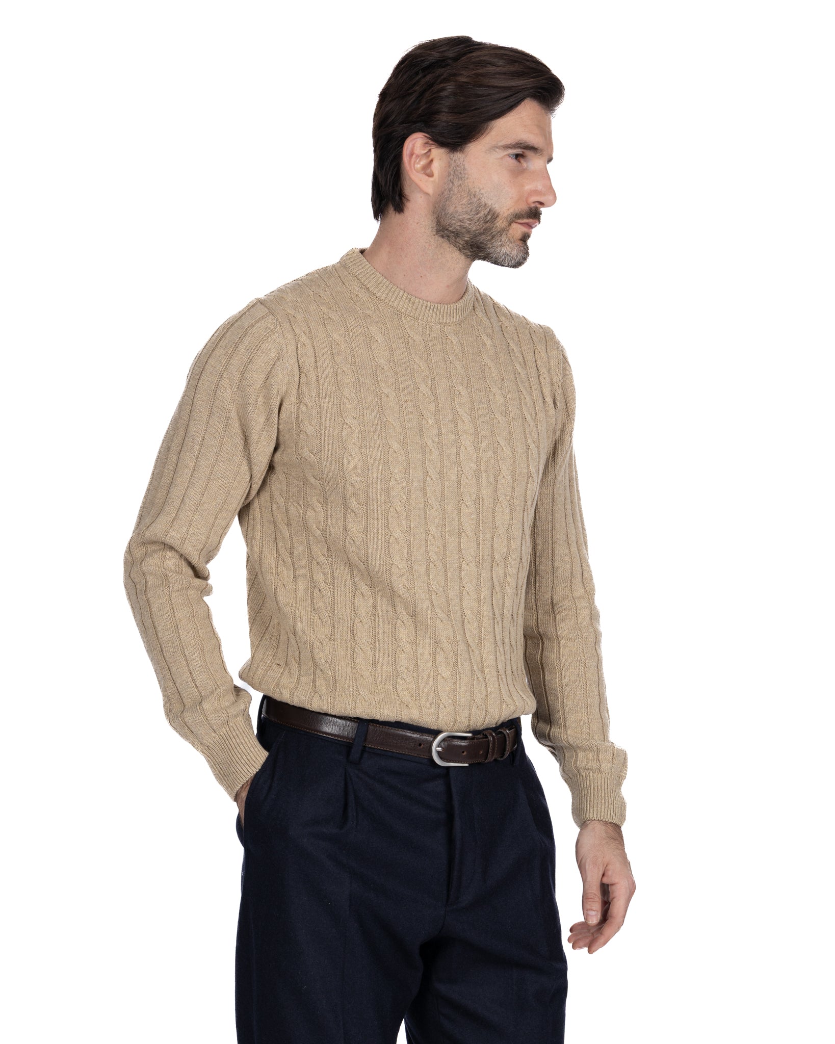 Collier ras du cou tressé beige Tambora