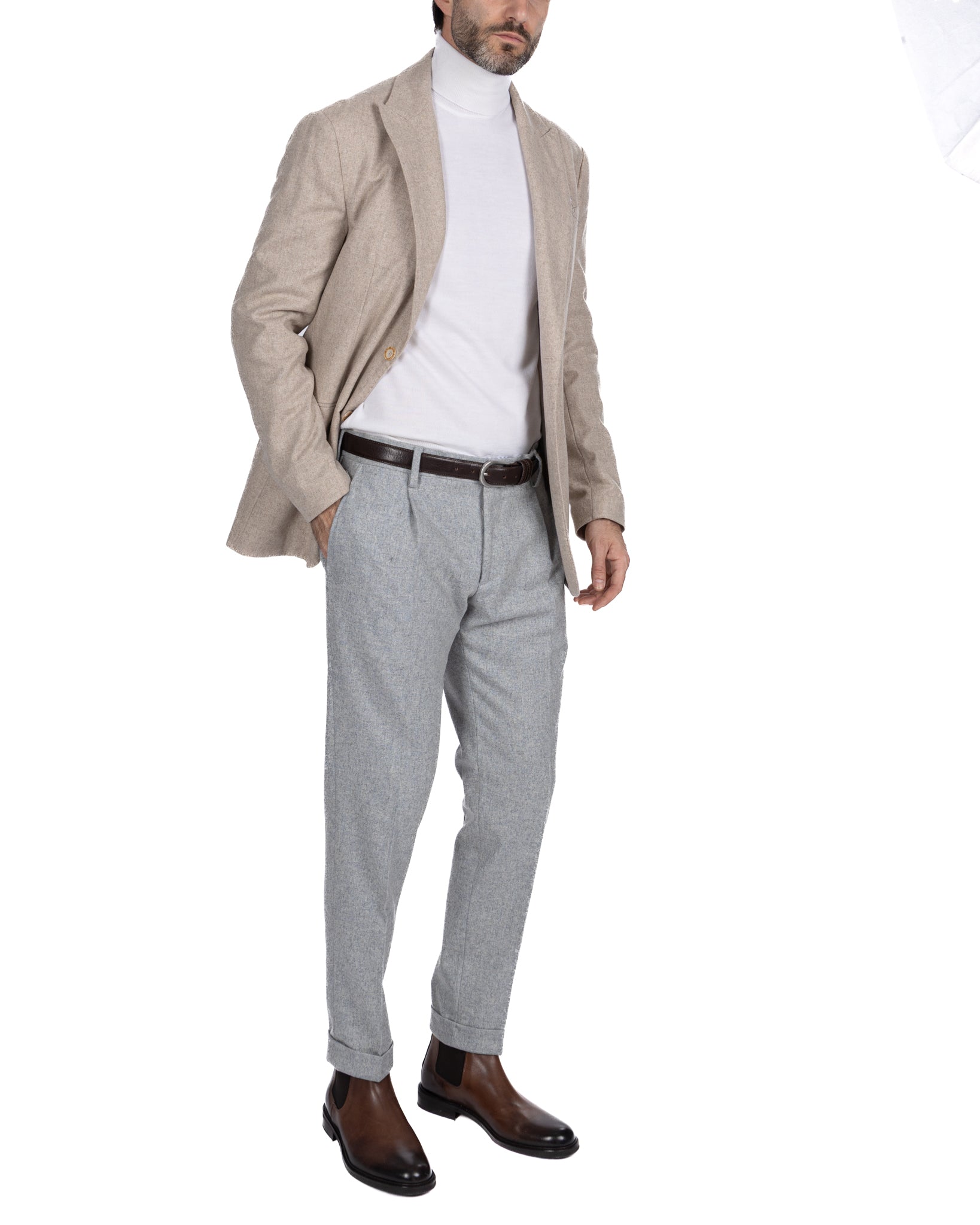 Leica Band Pants in Grey Flannel