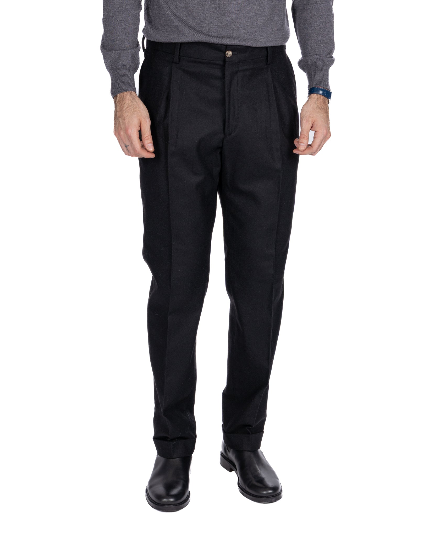 Nikon Black Flannel Trousers