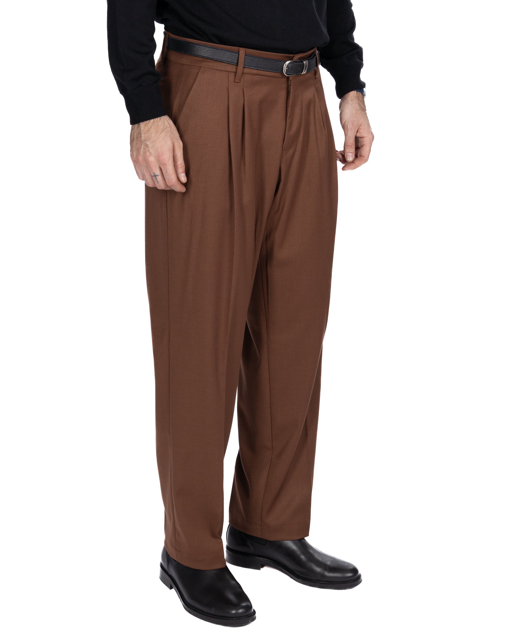 Pantalon large Kevin tabac