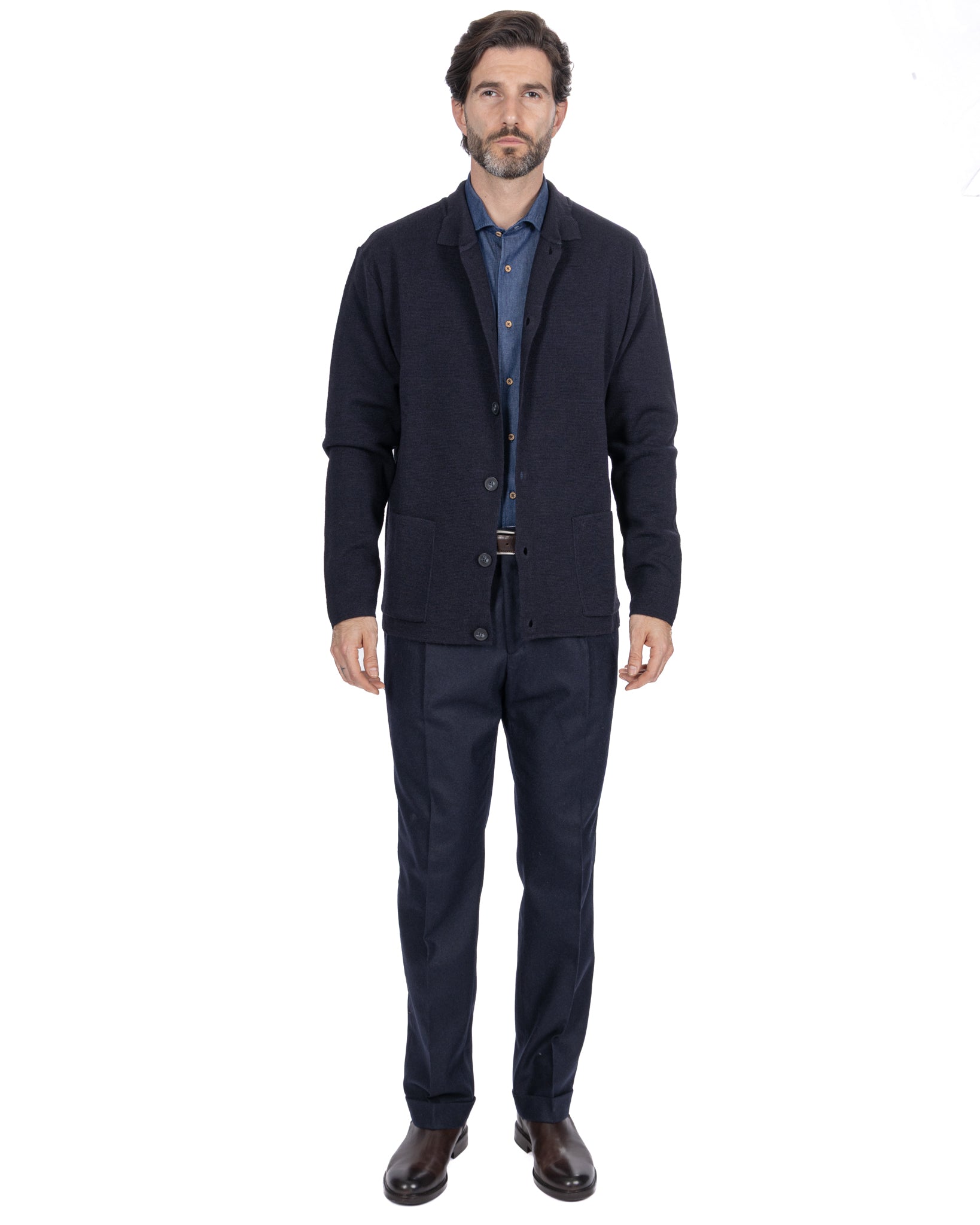 Veste tricotée Krakatoa bleue