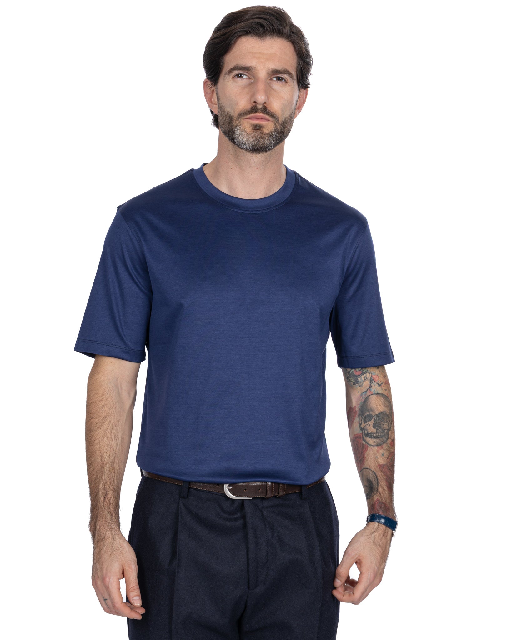 Hoorn T-shirt in blue lisle thread