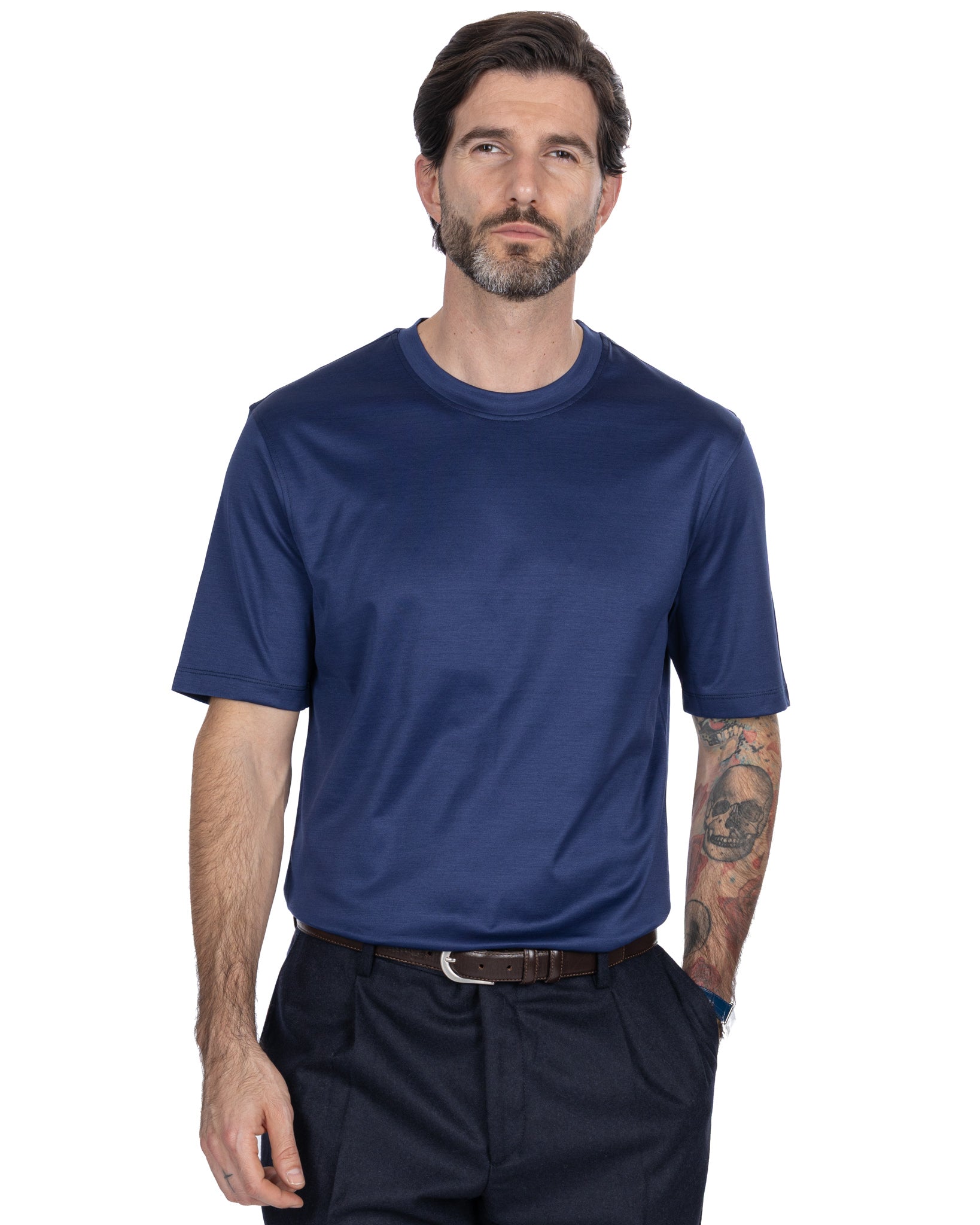 Hoorn T-shirt in blue lisle thread