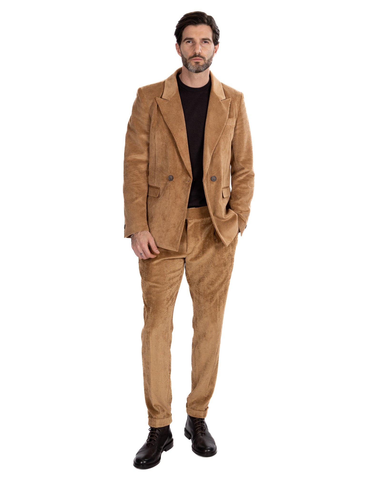 Giacca Bond in velluto cammello