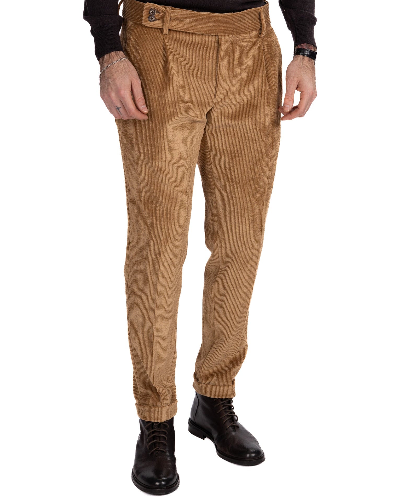 Pantalone James in velluto cammello