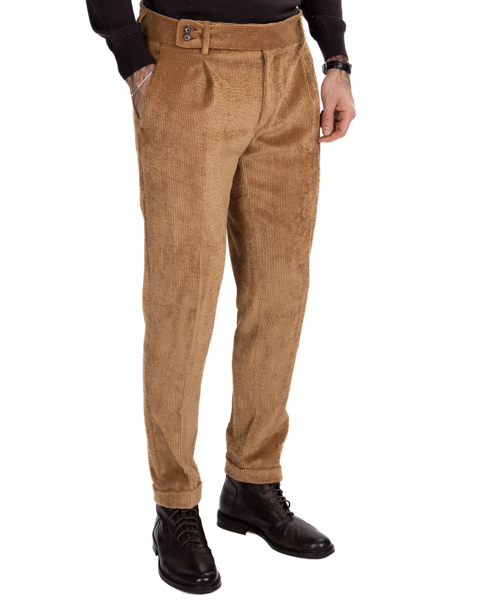 Pantalone James in velluto cammello