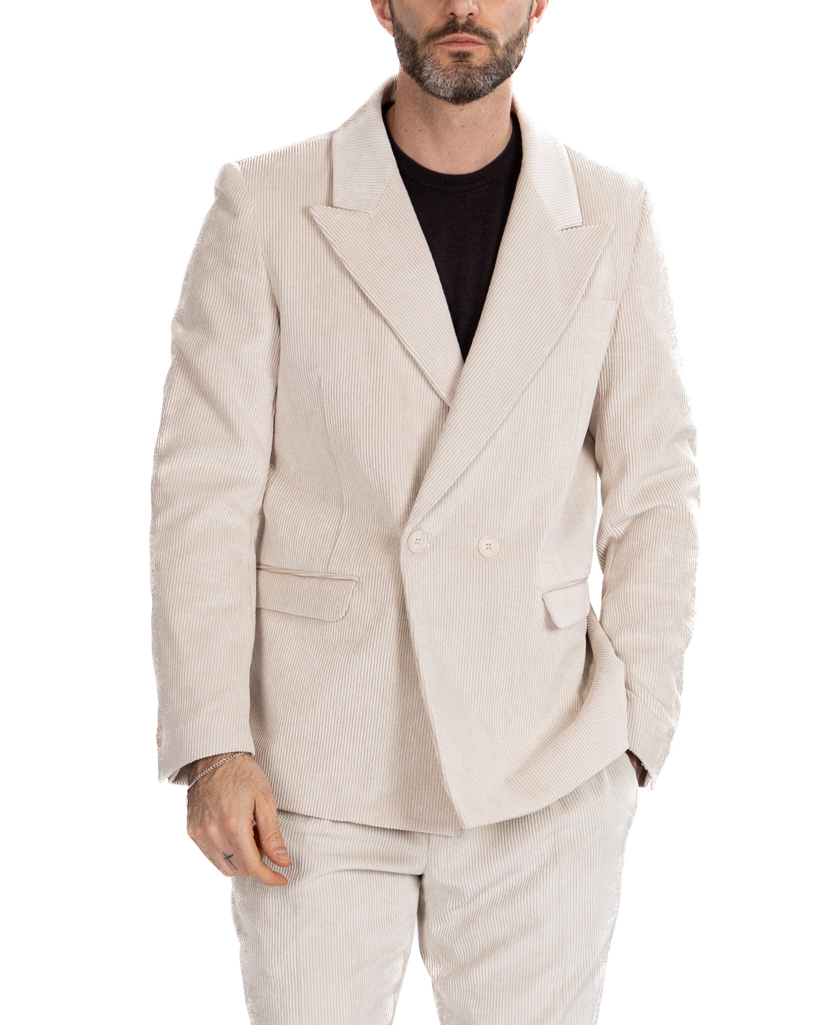 Giacca Bond in velluto panna