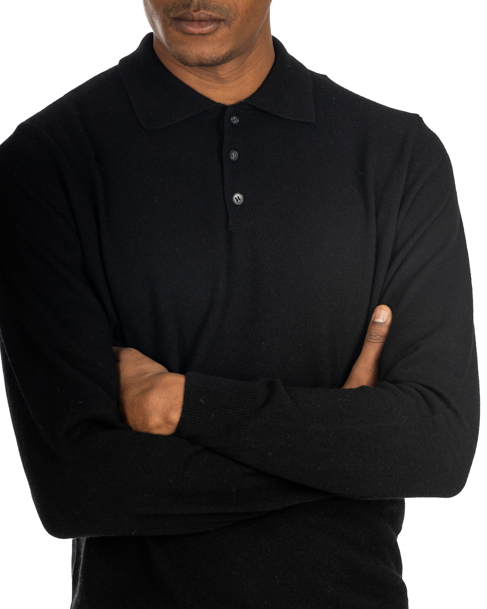 Tiger - black cashmere blend polo shirt