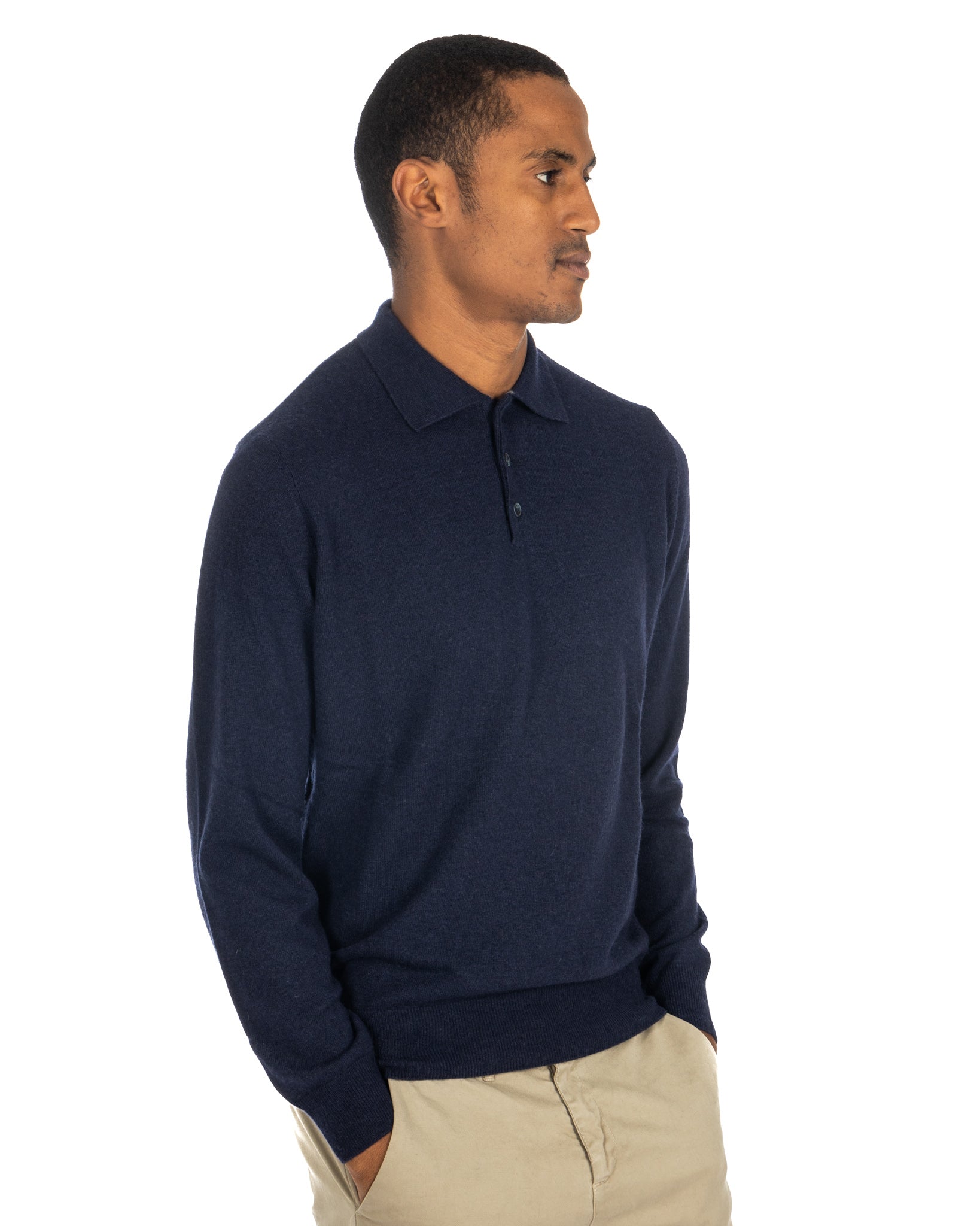 Tiger - blue cashmere blend polo shirt