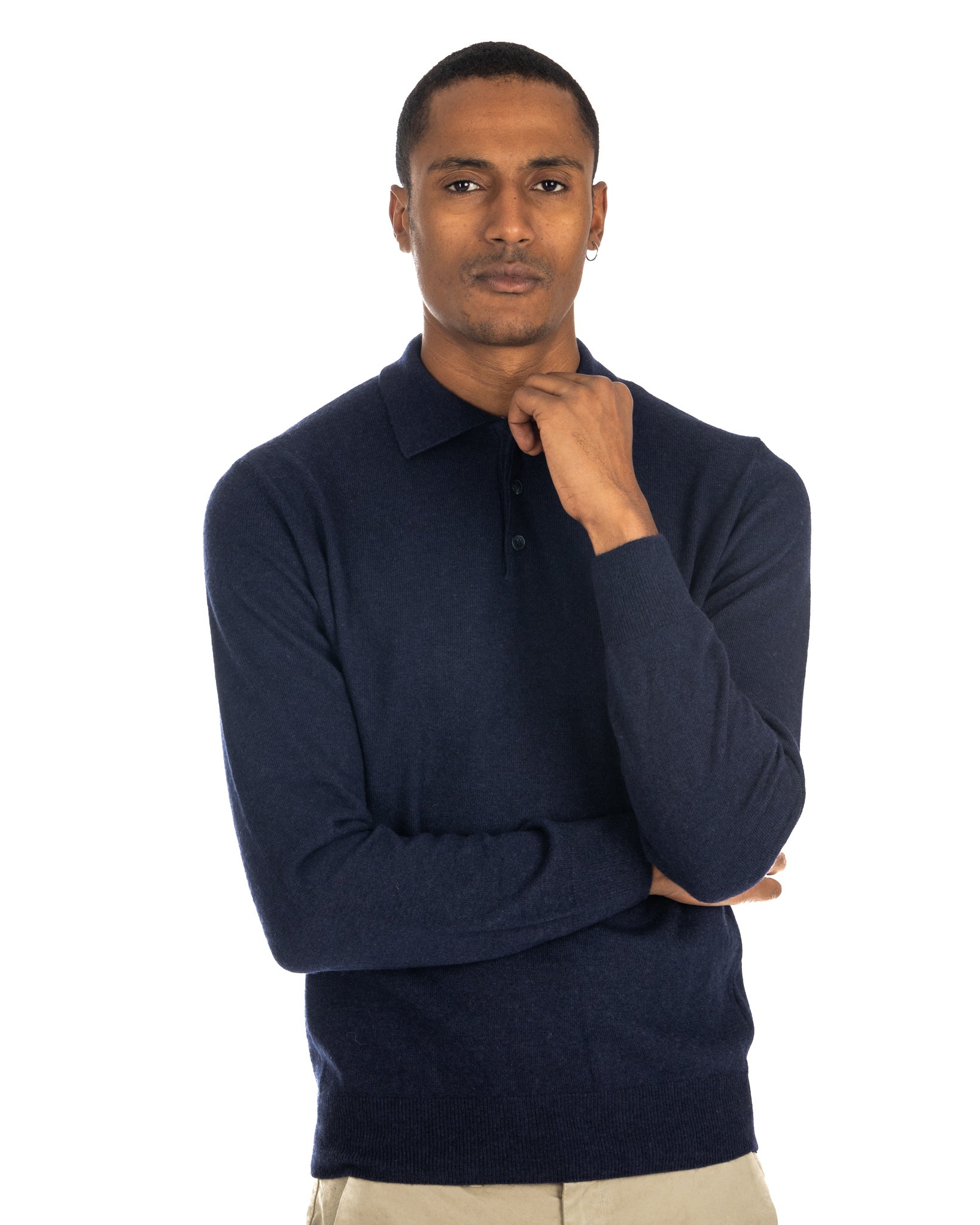 Tiger - blue cashmere blend polo shirt