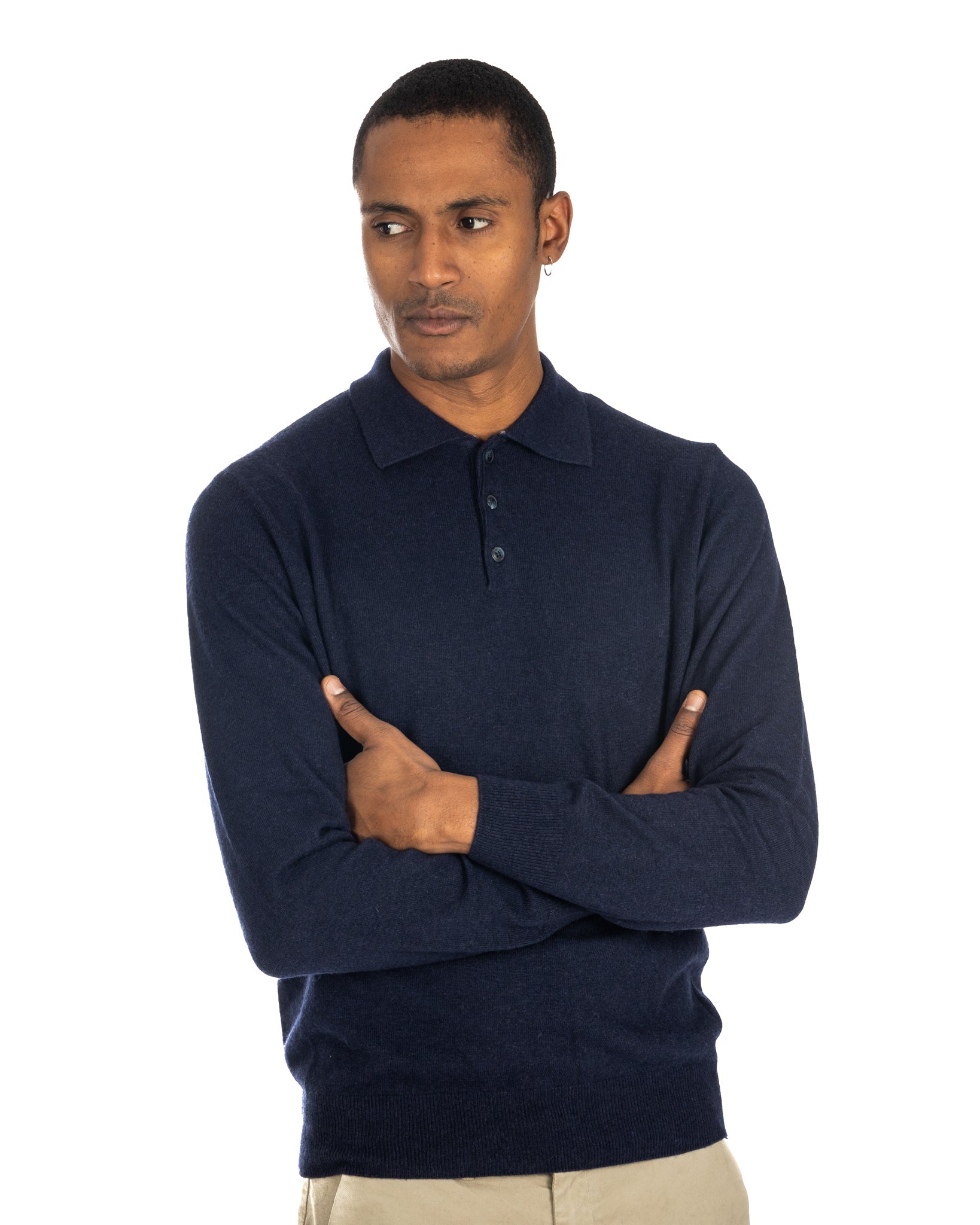 Tiger - blue cashmere blend polo shirt