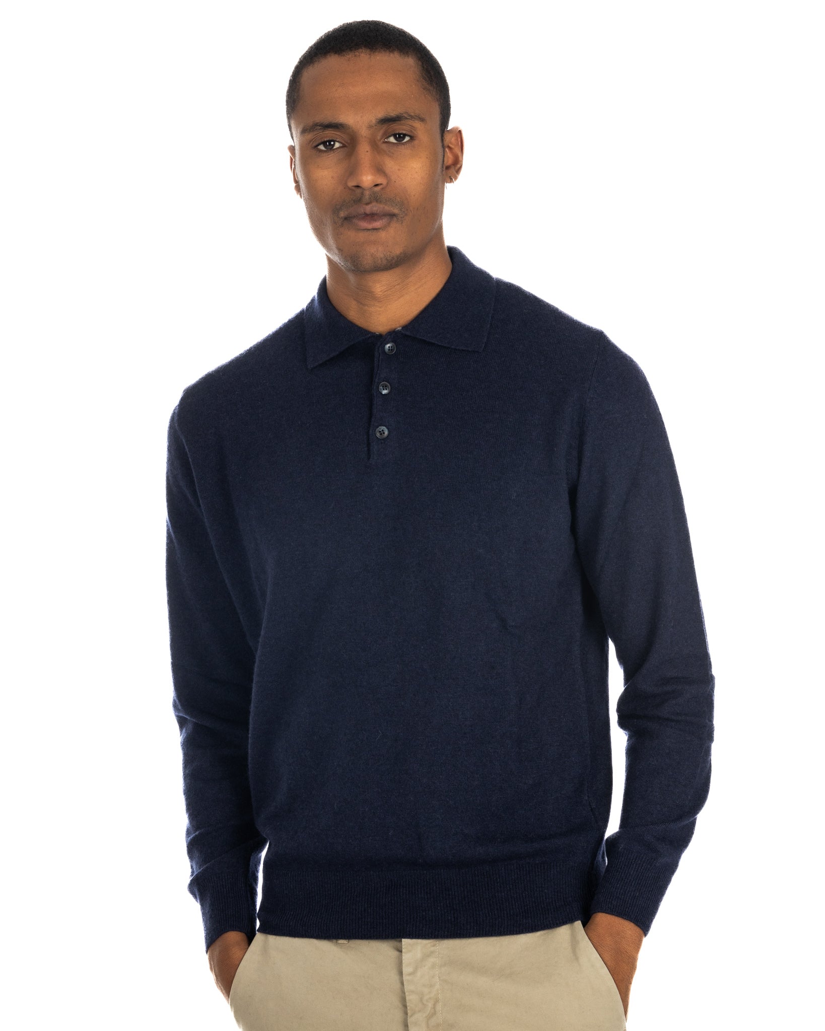 Tiger - blue cashmere blend polo shirt